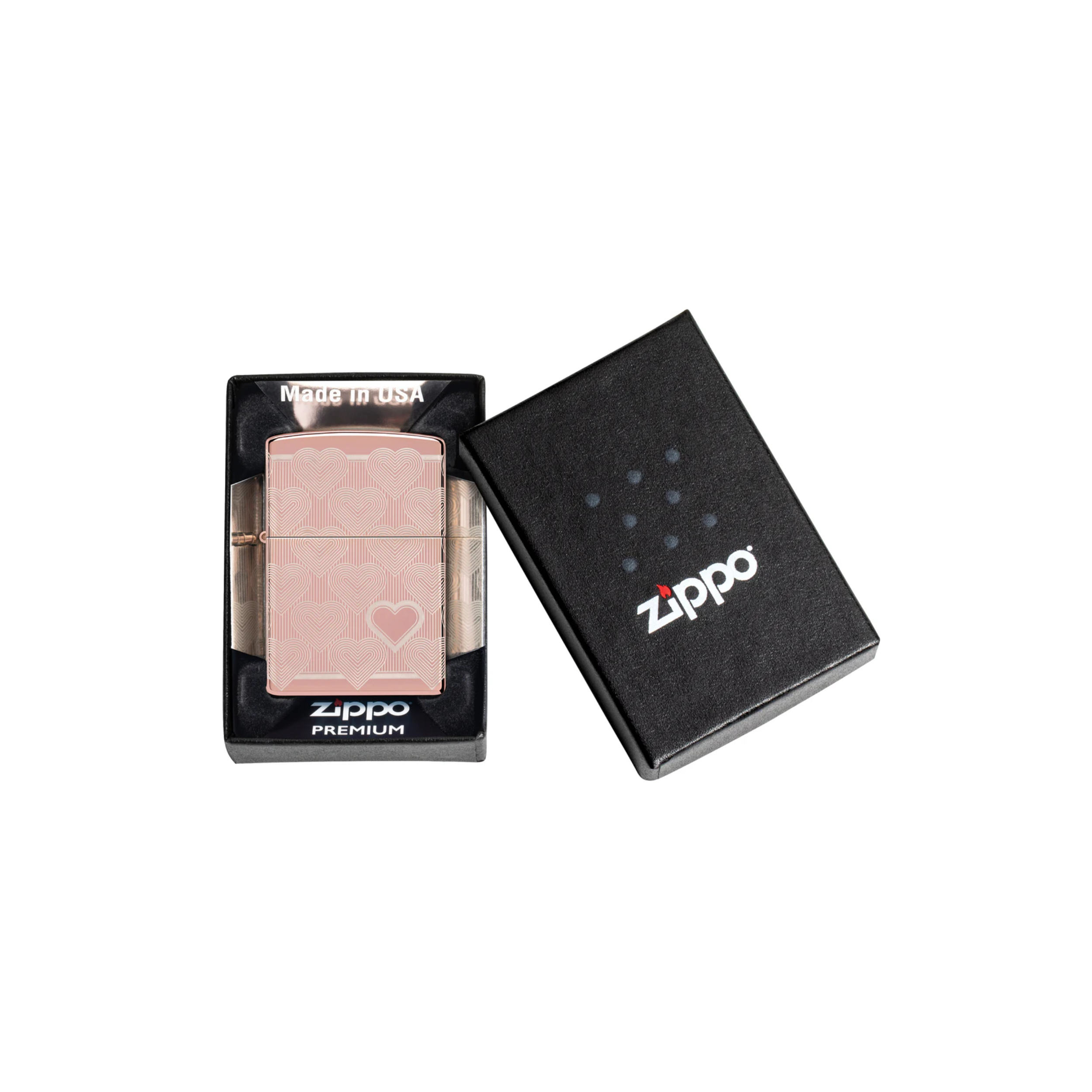 Accendino Zippo Pink Heart in metallo a benzina - ricaricabile - antivento - cuore