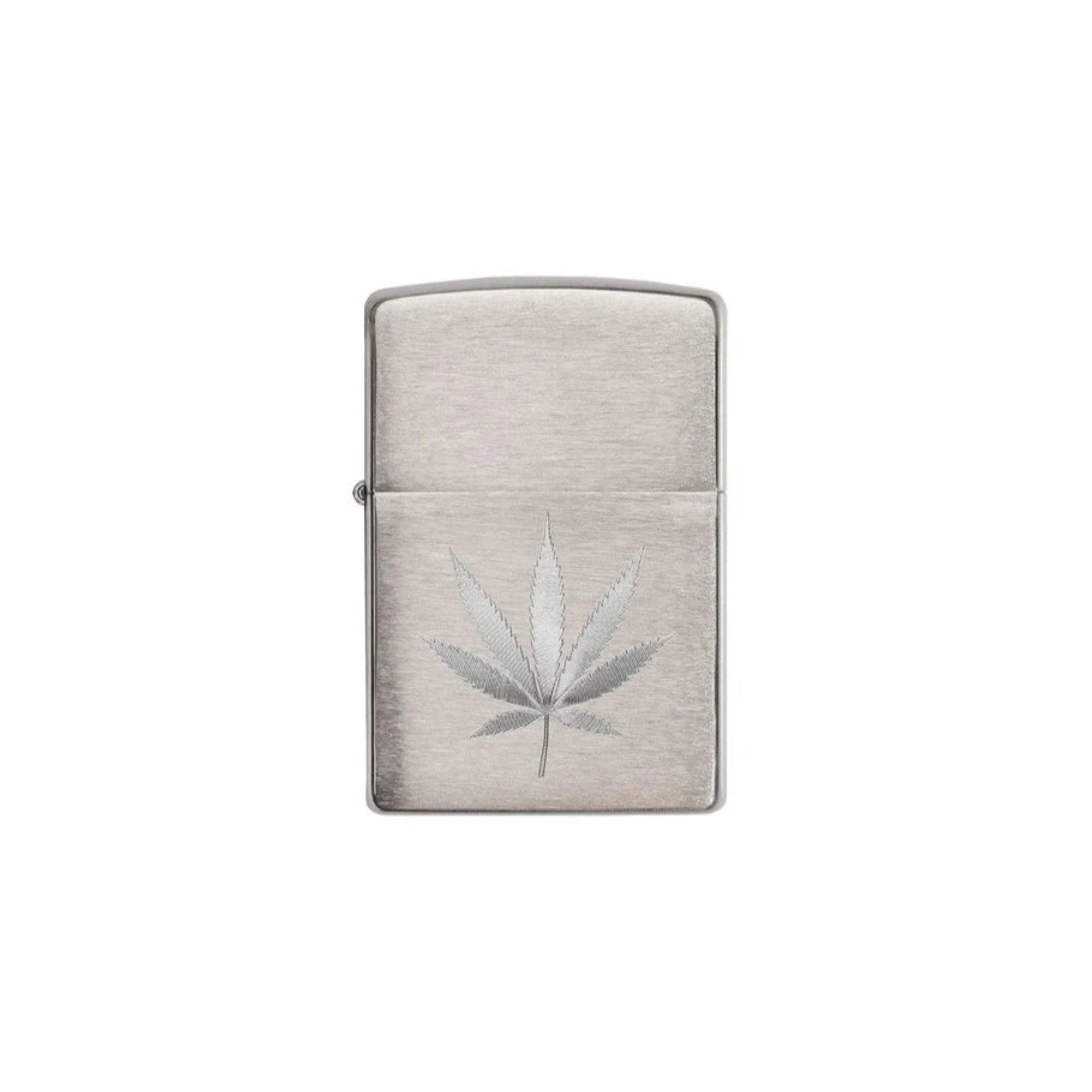 Accendino Zippo Chrome Leaf Design in metallo a benzina - ricaricabile - antivento -foglia di marijuana