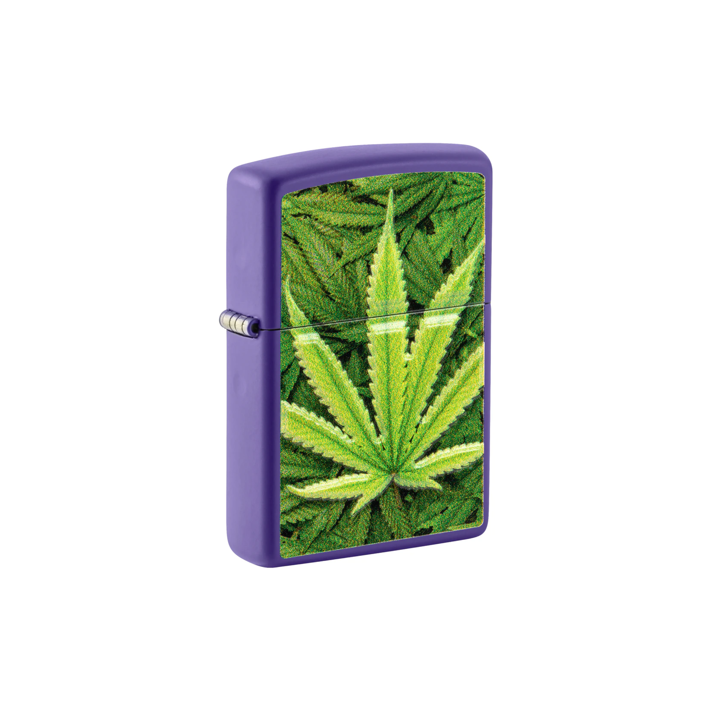 Accendino Zippo Leaf in metallo a benzina - ricaricabile - antivento - foglia cannabis