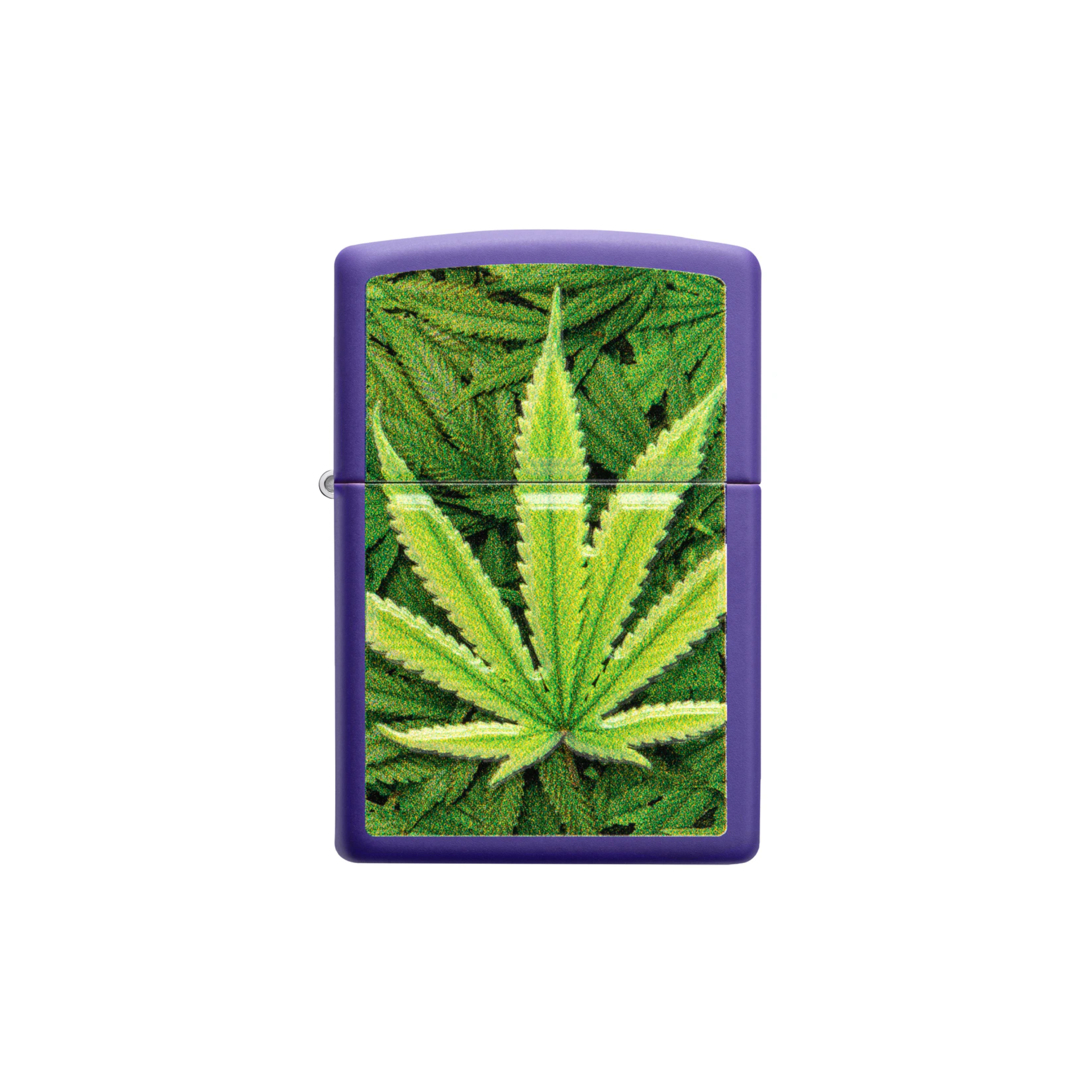 Accendino Zippo Leaf in metallo a benzina - ricaricabile - antivento - foglia cannabis