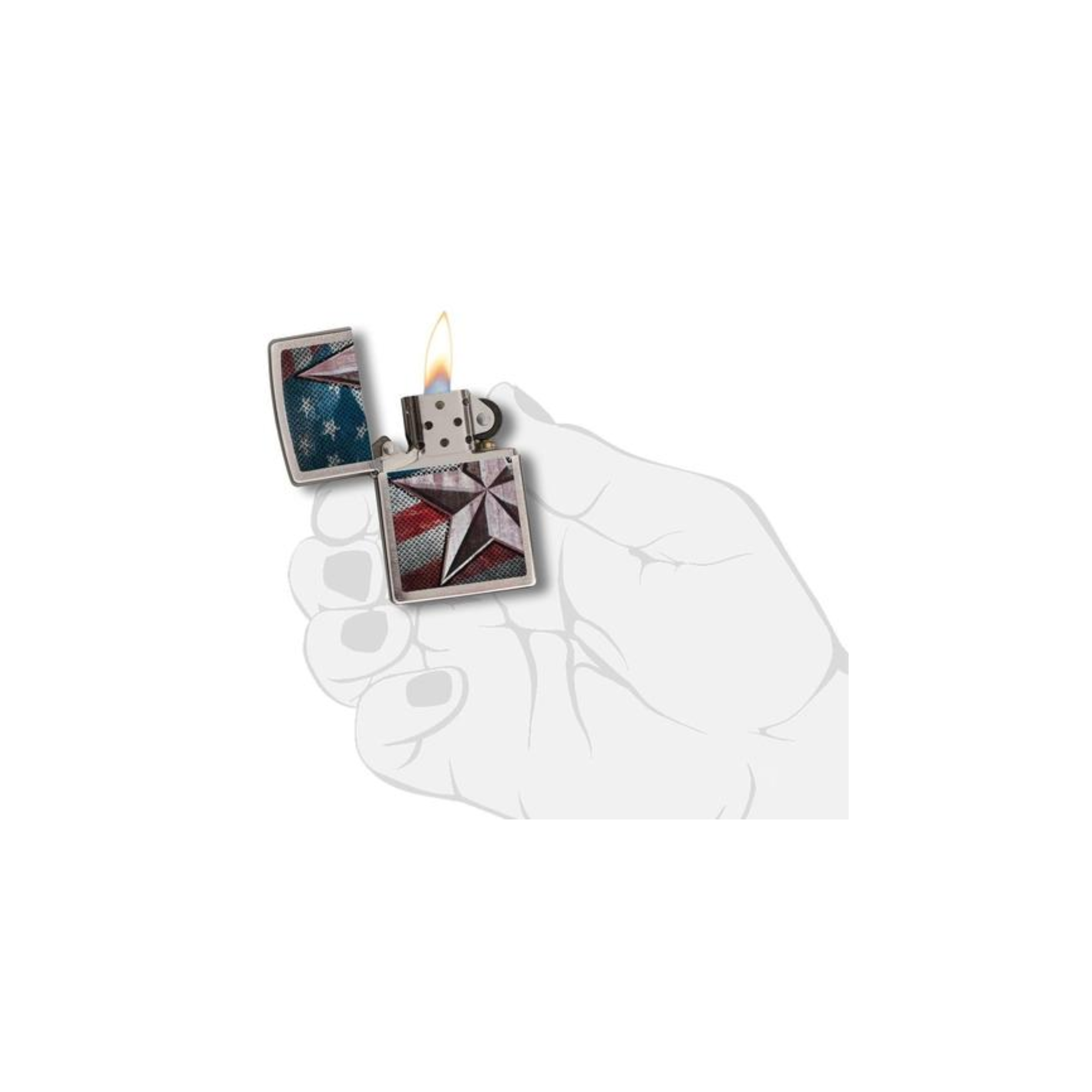 Accendino Zippo Retro Star in metallo a benzina - ricaricabile - antivento - stella - bandiera USA