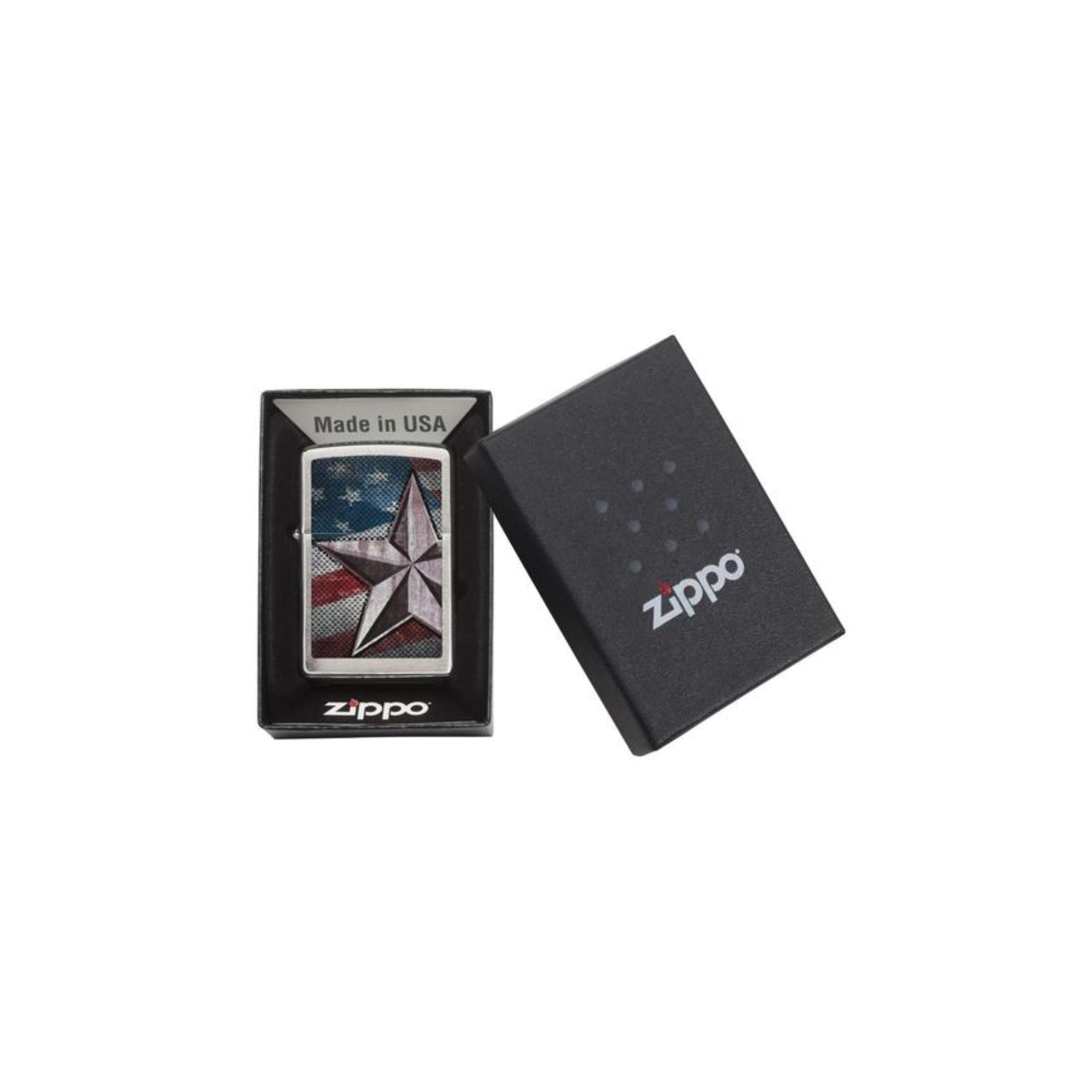 Accendino Zippo Retro Star in metallo a benzina - ricaricabile - antivento - stella - bandiera USA
