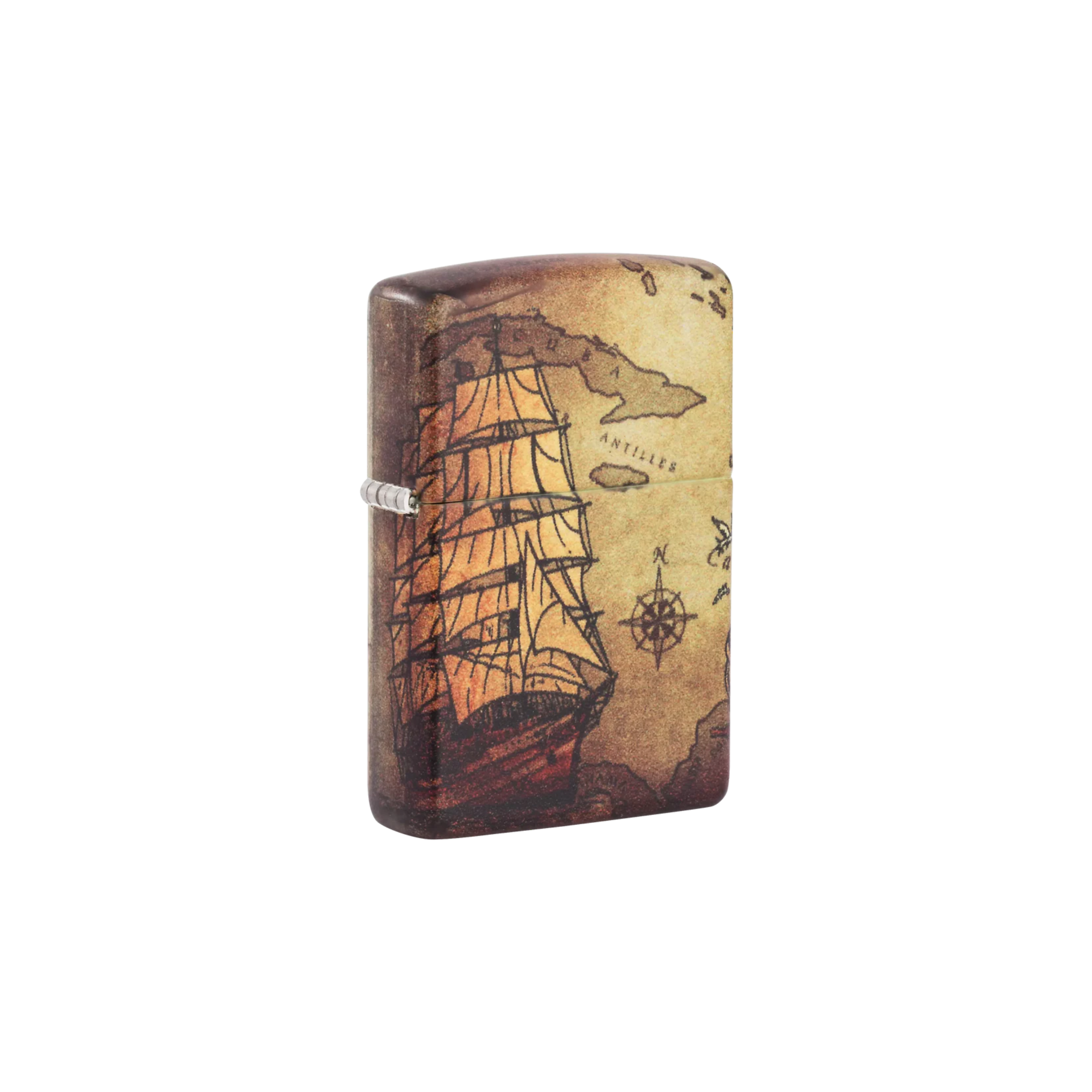 Accendino Zippo Pirate Ship Design in metallo a benzina - ricaricabile - antivento - nave pirata