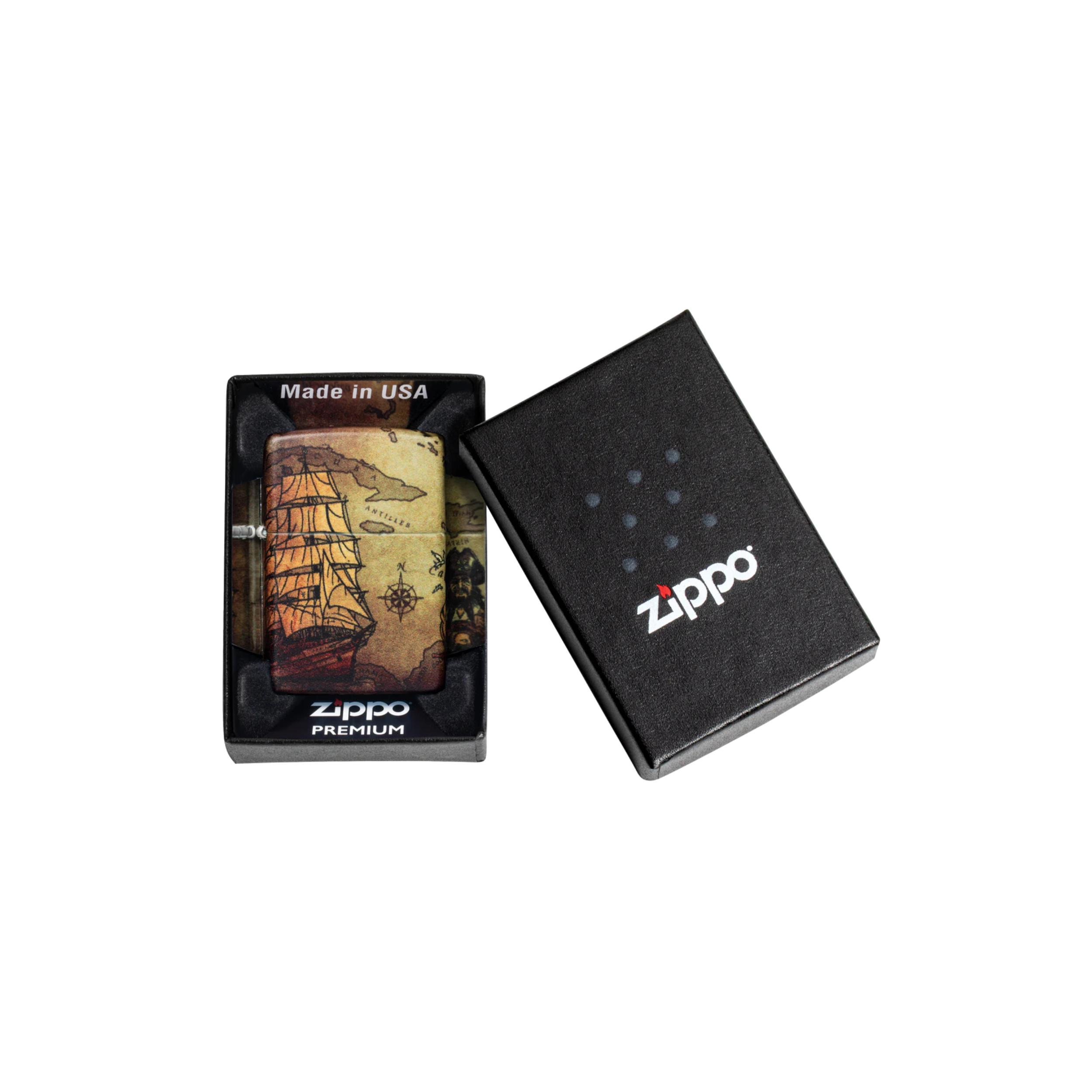 Accendino Zippo Pirate Ship Design in metallo a benzina - ricaricabile - antivento - nave pirata