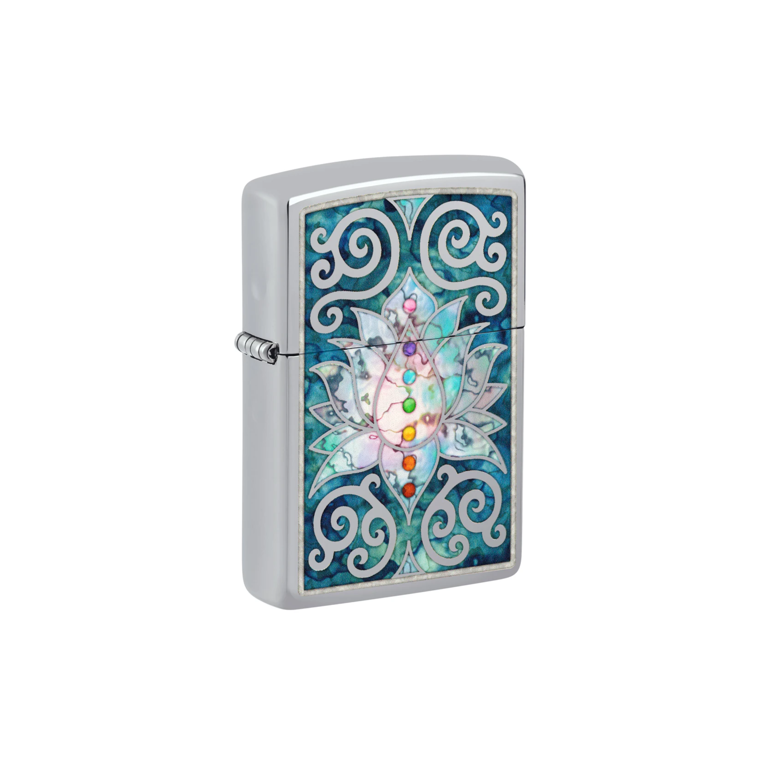 Accendino ZIppo Lotus Flower in metallo a benzina - ricaricabile - antivento - fiore di loto