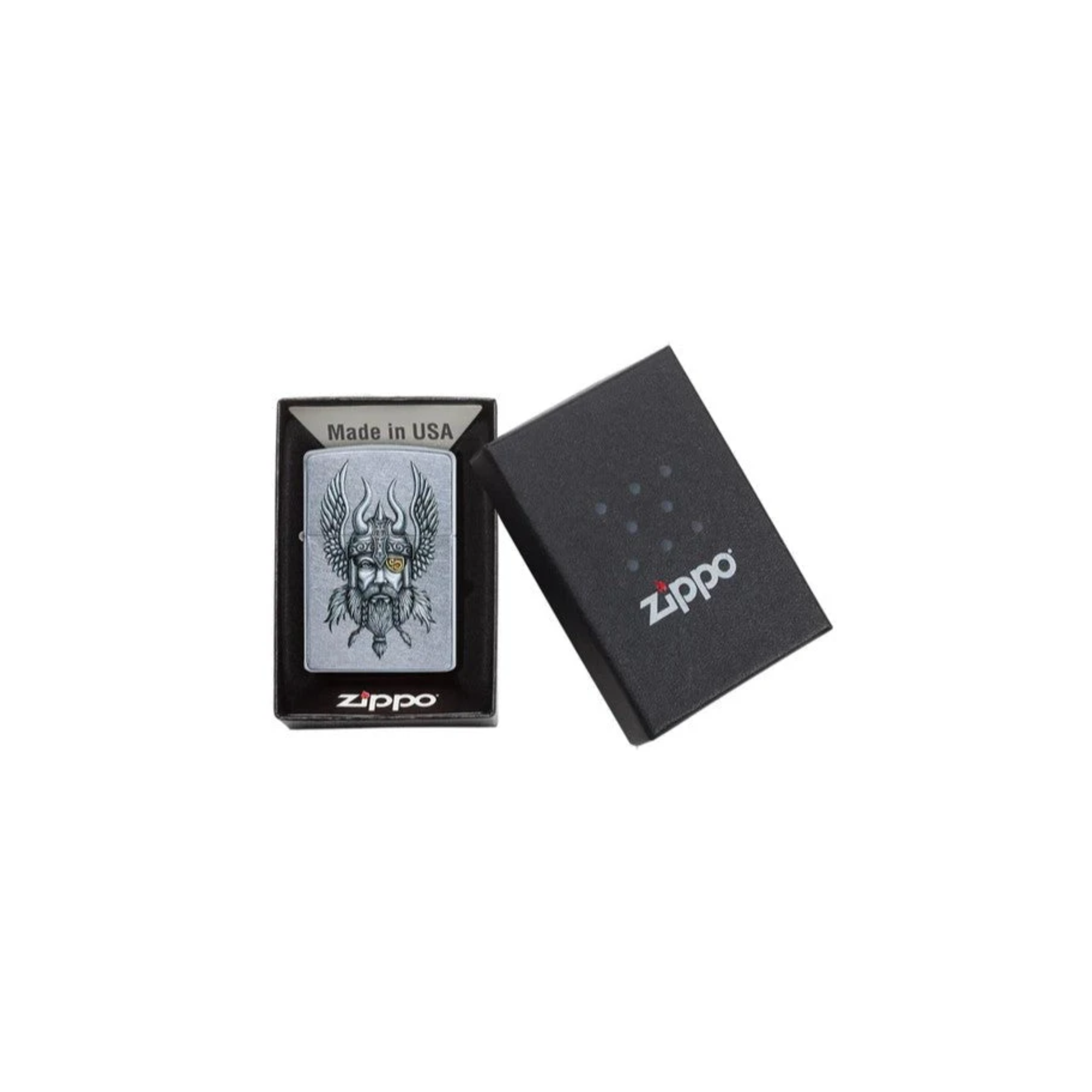 Accendino Zippo Viking Warrior Design in metallo a benzina - ricaricabile - antivento - vichingo del nord