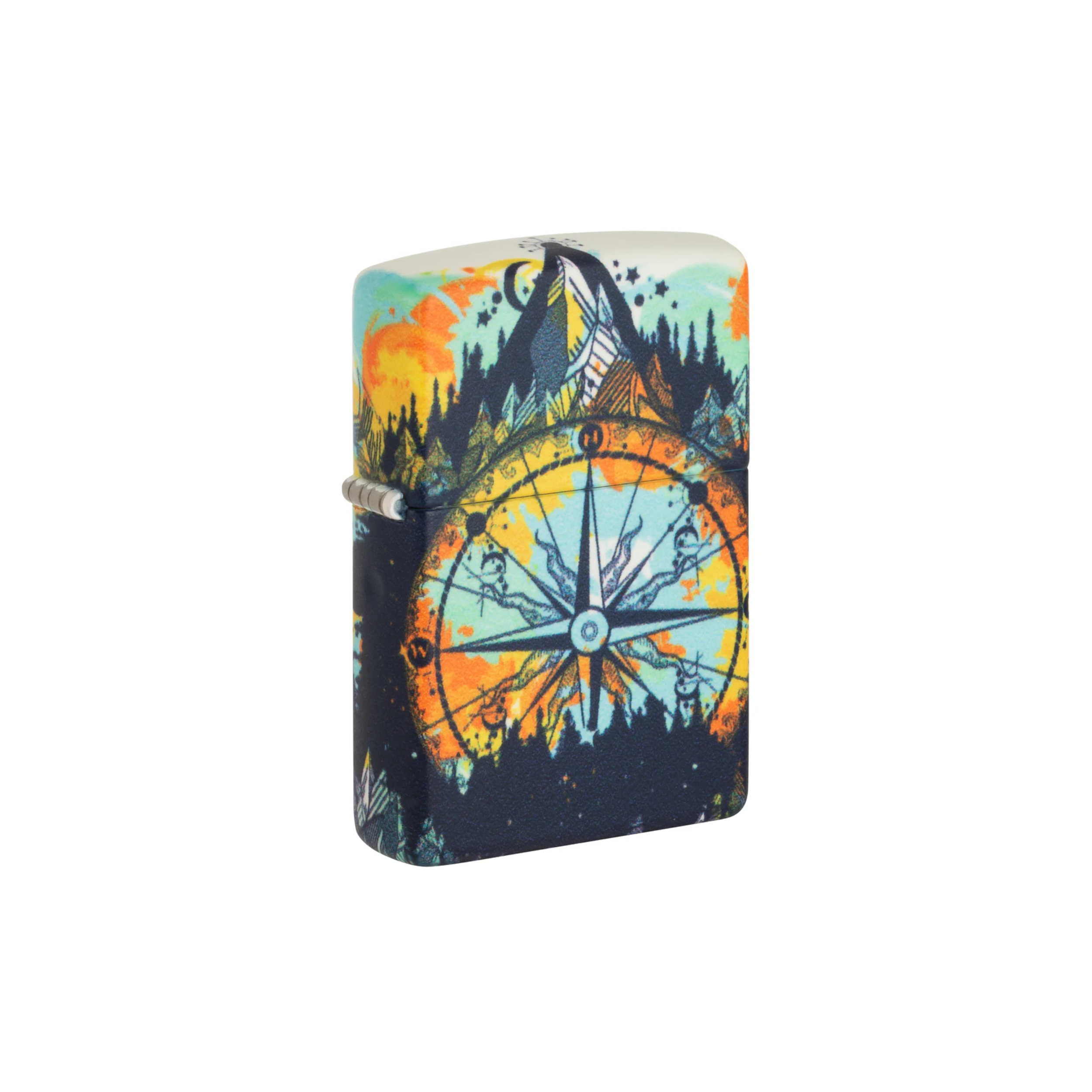Accendino Zippo Compass in metallo a benzina - ricaricabile - antivento - bussola