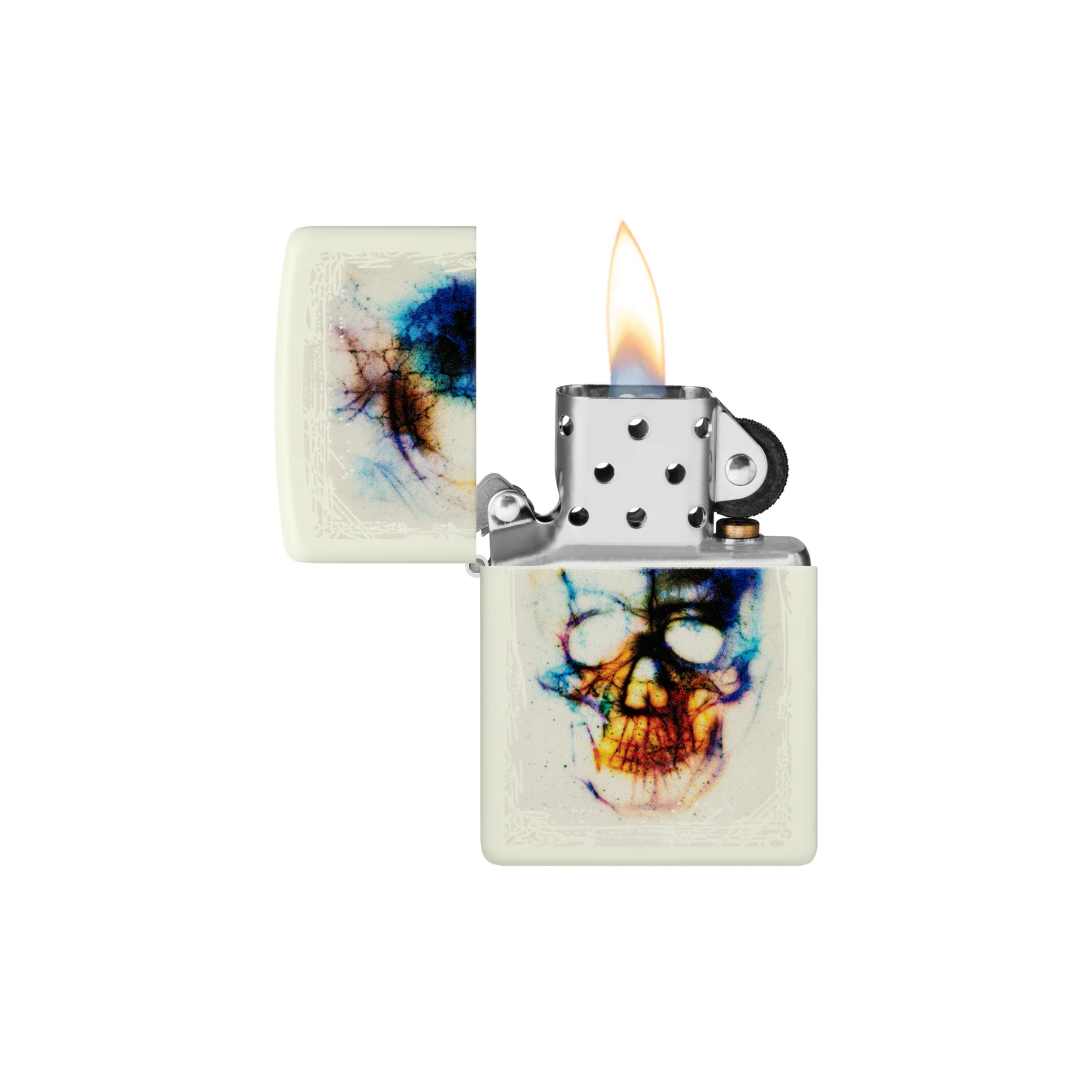 Accendino Zippo Skull in metallo a benzina - ricaricabile - antivento - teschio