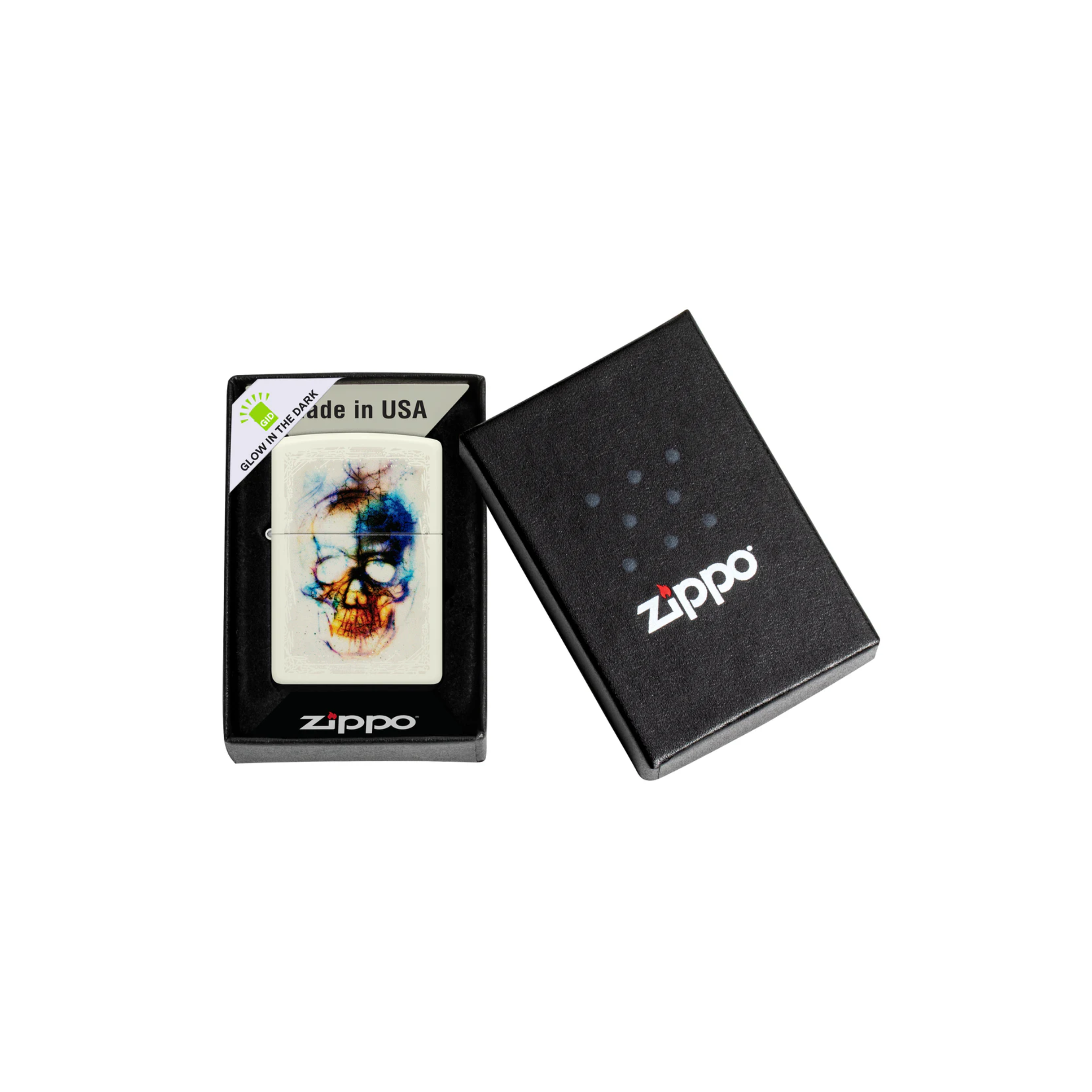 Accendino Zippo Skull in metallo a benzina - ricaricabile - antivento - teschio