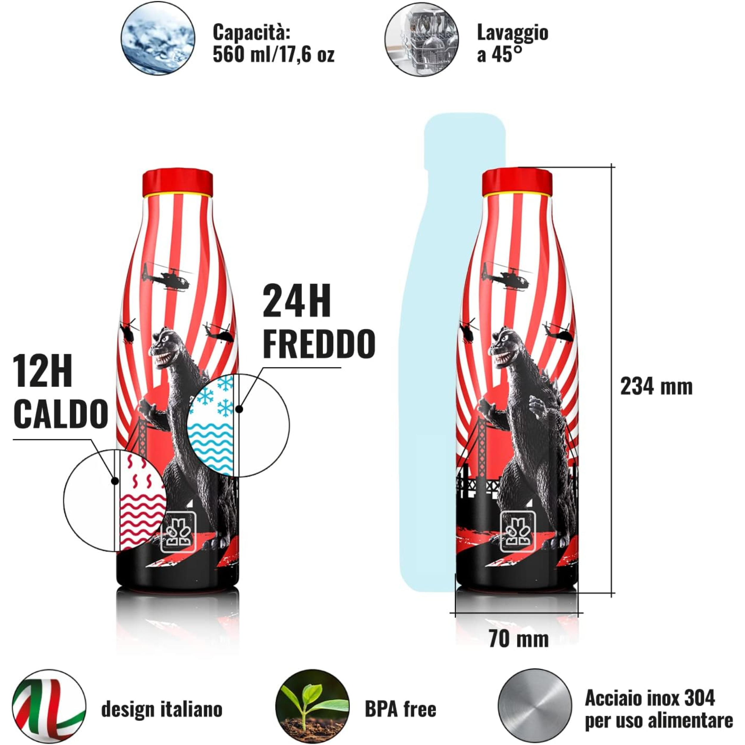 520ml Borraccia Termica BBoom in Acciaio- Eroi