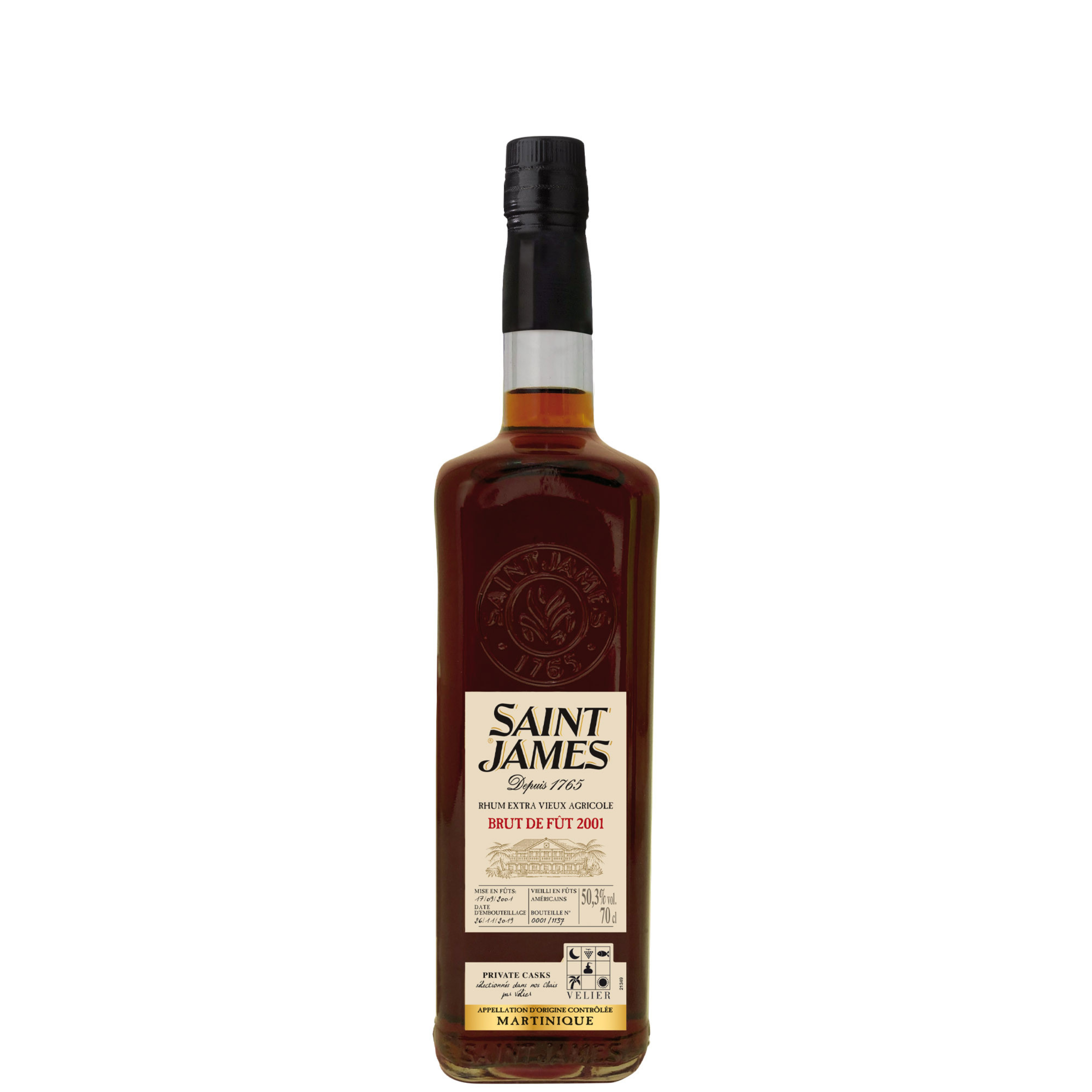 Rhum Agricole Saint James Martinica 2001 17 Ans Brut De Fut 70 cl / 50.3°