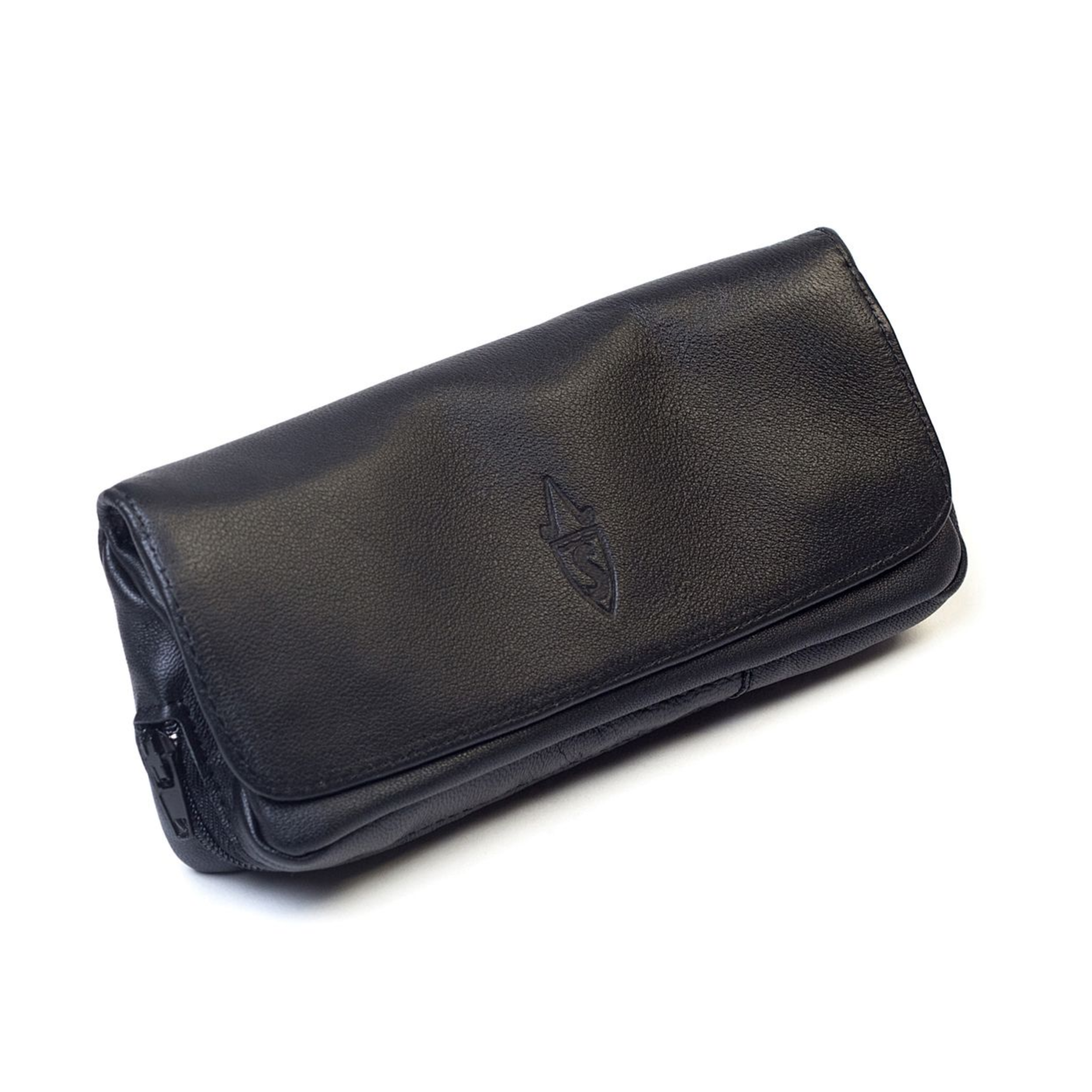 Borsa Tabacco e Pipa in pelle nera Savinelli