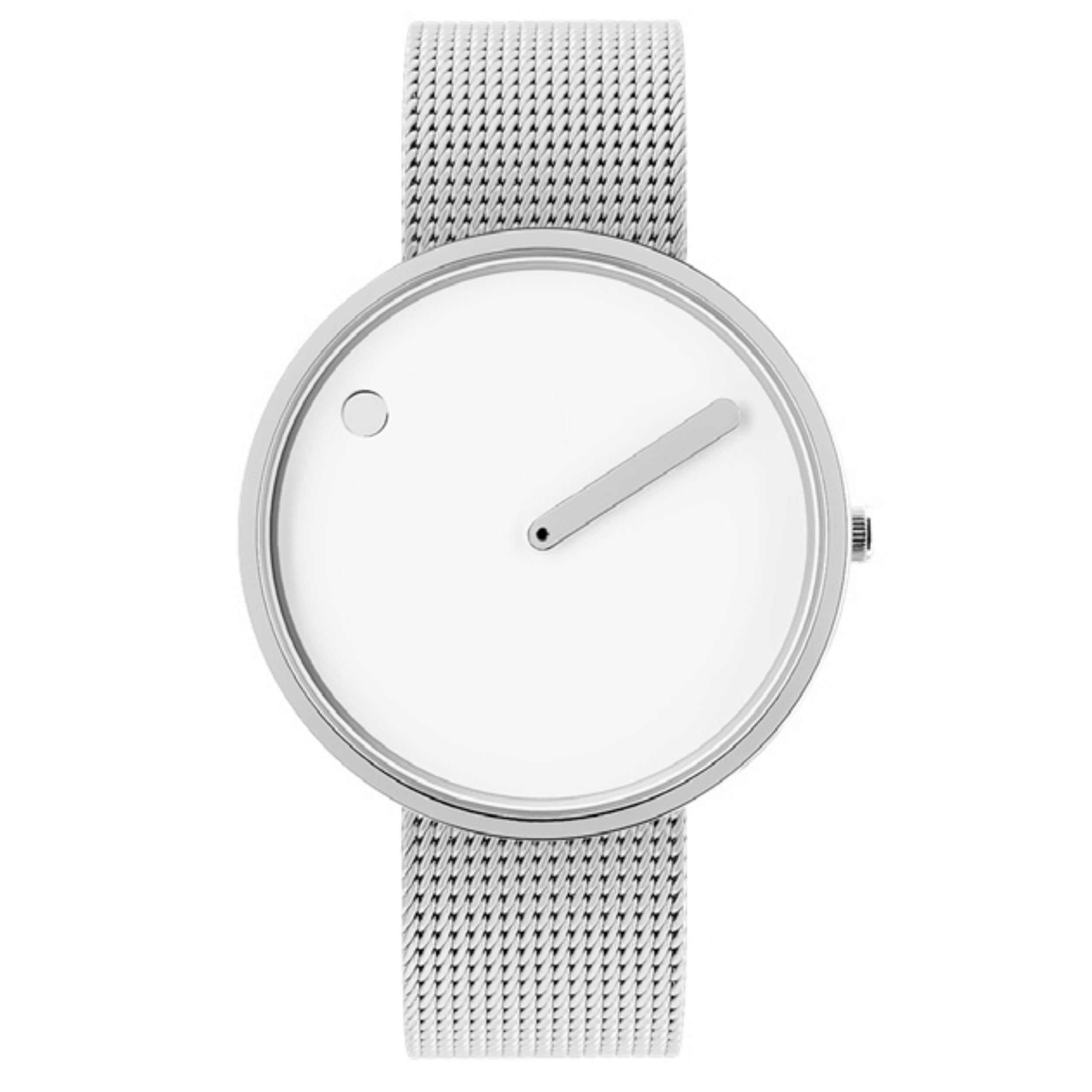 Orologio Picto in acciaio lucido - quadrante bianco - cinturino milanese