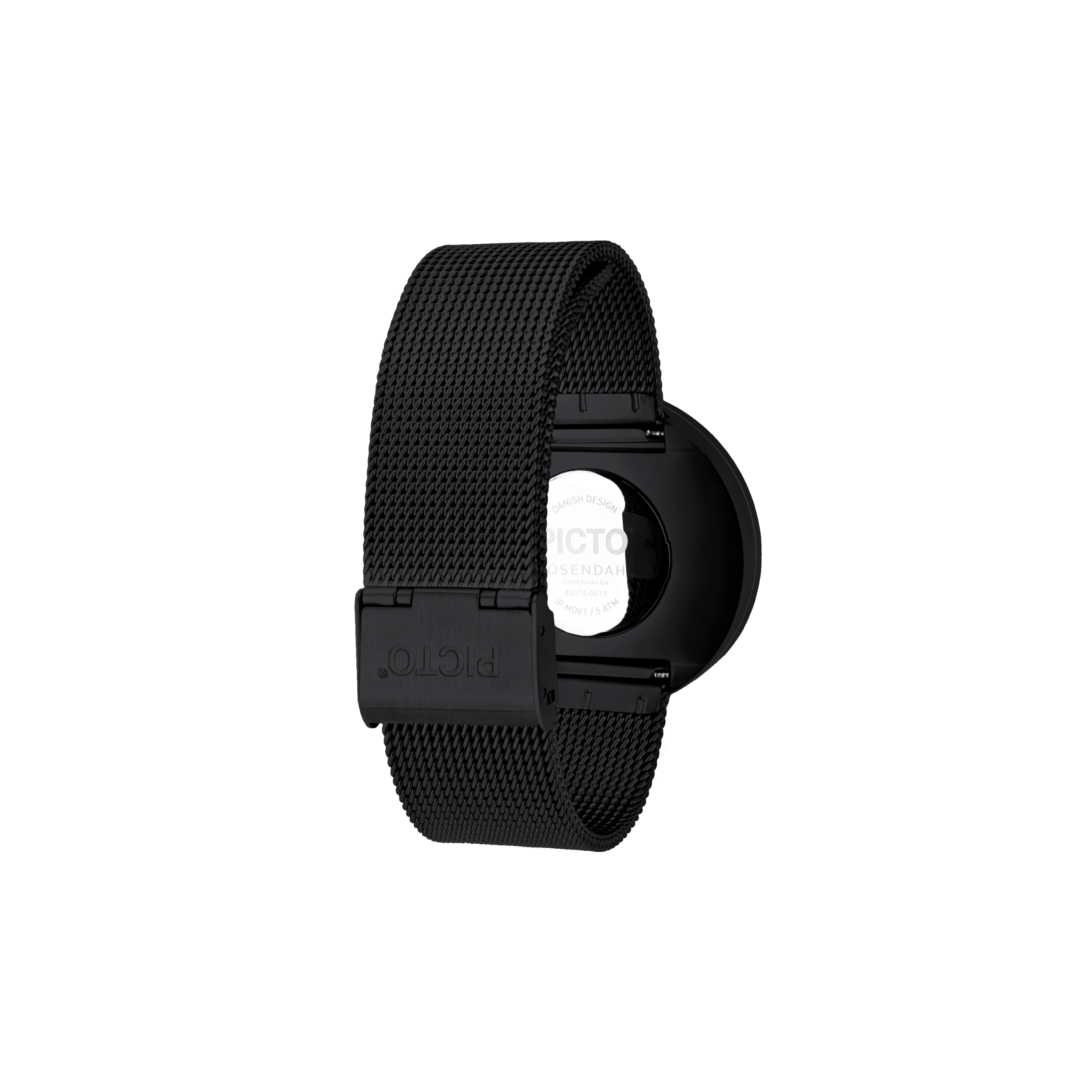 Orologio Picto black in acciaio - quadrante nero - maglia milanese black