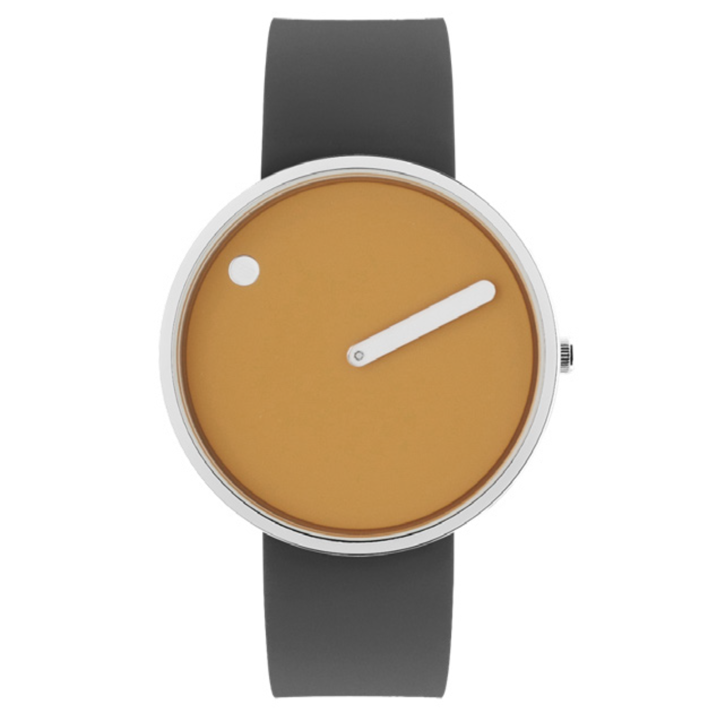 Orologio Picto in acciaio - quadrante senape - cinturino in silicone grigio