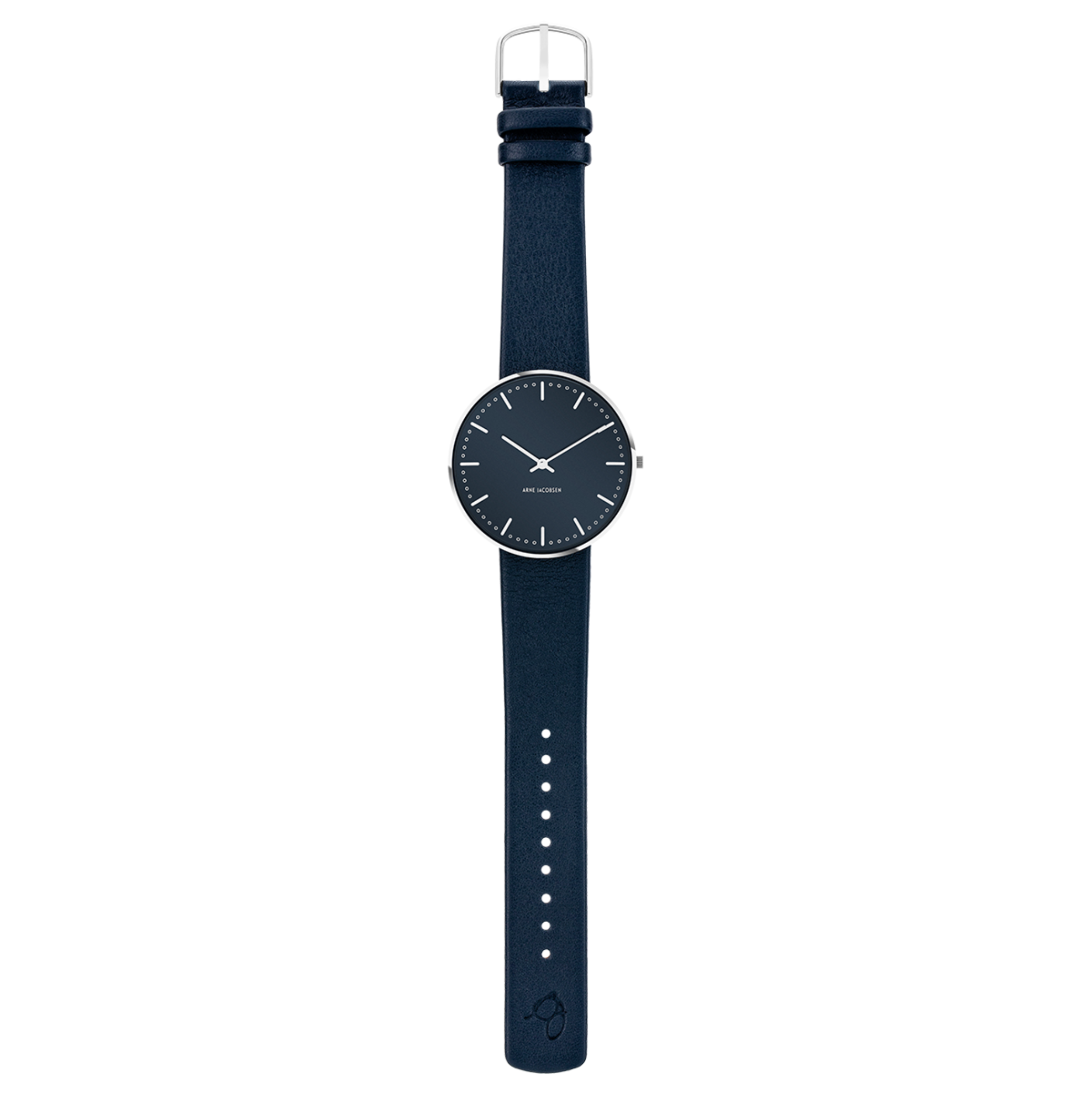 Orologio Municipio Oxford Blu 40 mm da polso Arne Jacobsen City Hall con cinturino in pelle di vitello blu oxford da 20 mm con fibbia in acciaio lucido