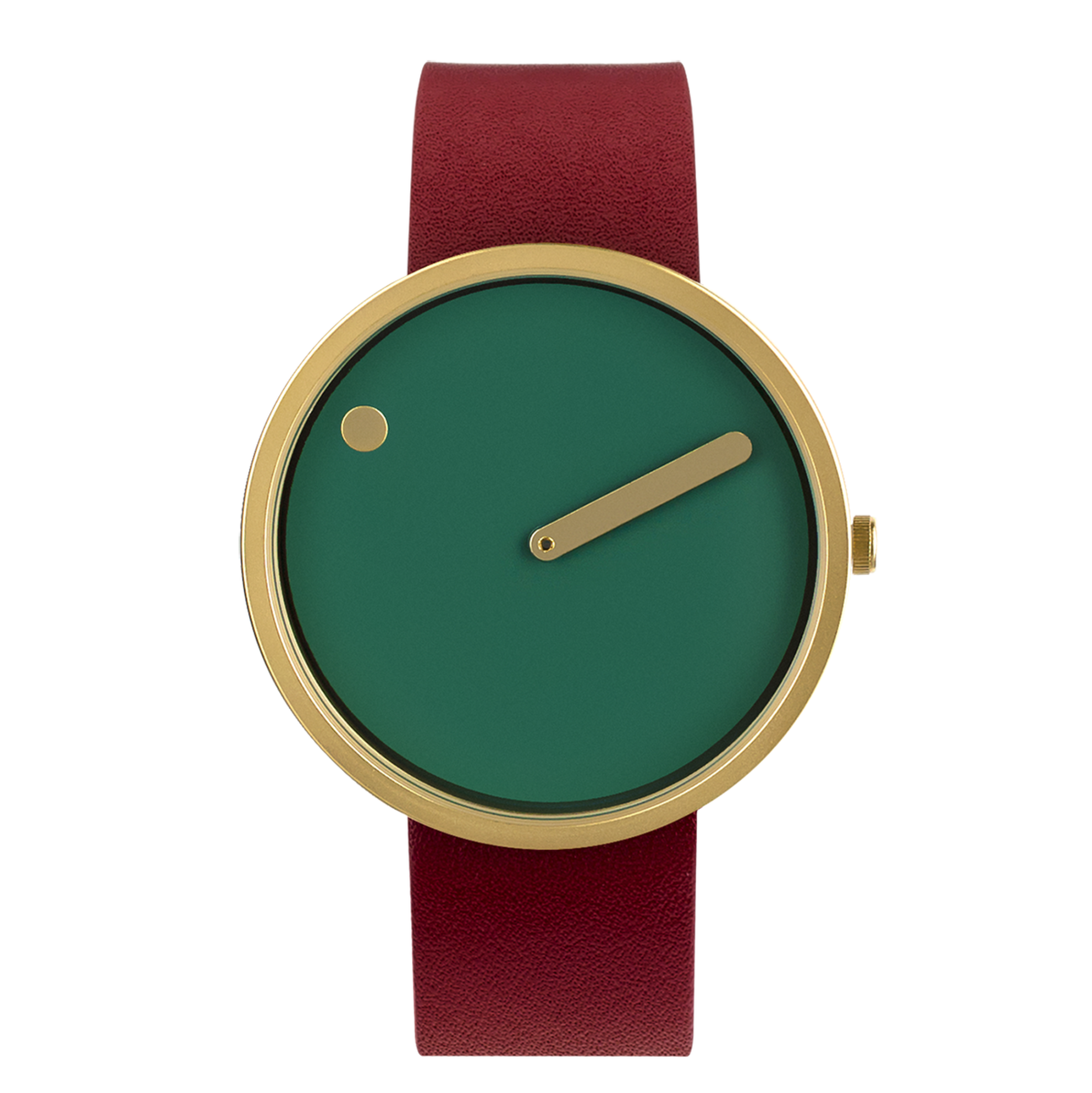 Orologio Picto da polso PICTO con quadrante 40mm girevole e cinturino in pelle rosso bordeaux con fibbia in oro opaco.