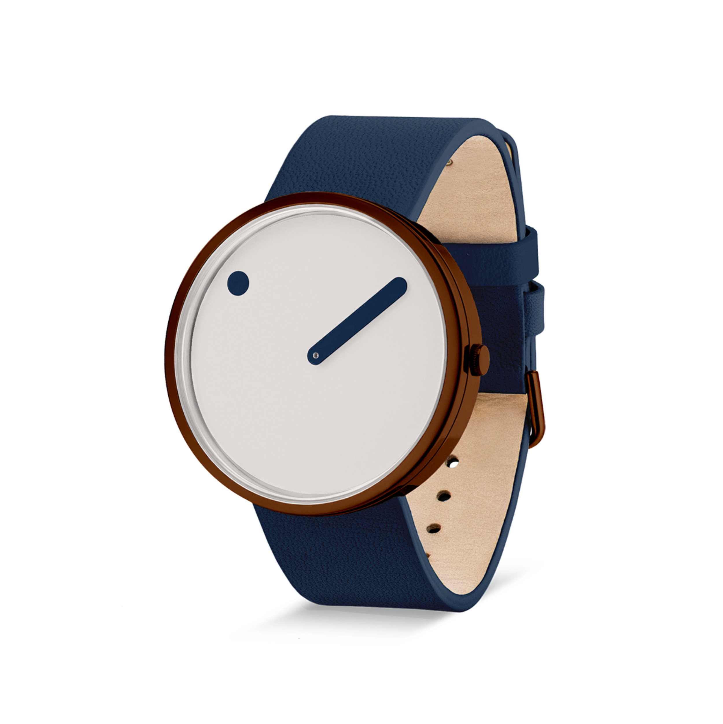 Orologio PICTO da polso con quadrante 40 mm girevole e cinturino in pelle blu notte
