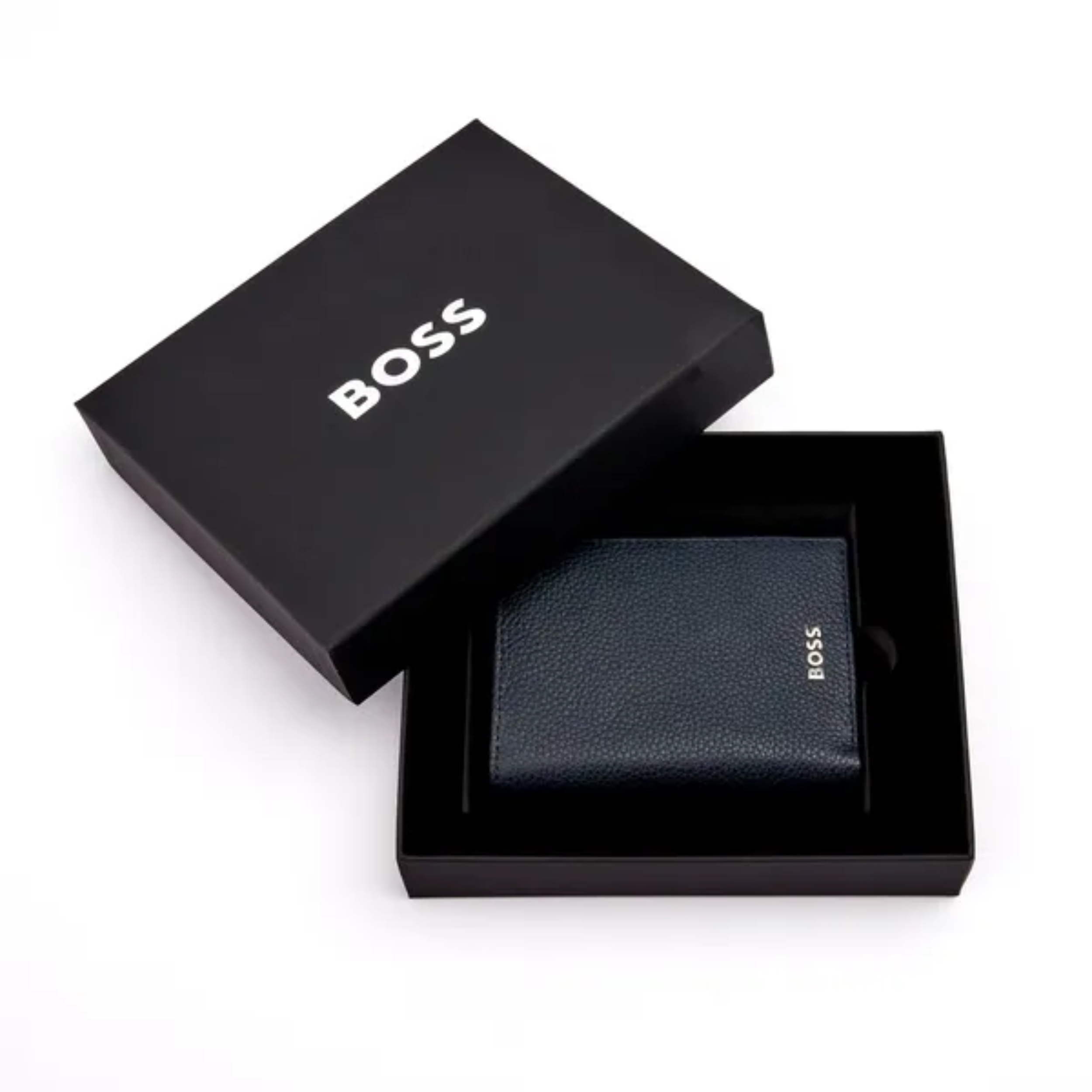 Portafoglio Hugo Boss con patta e tasca porta soldi Classic Grained Navy