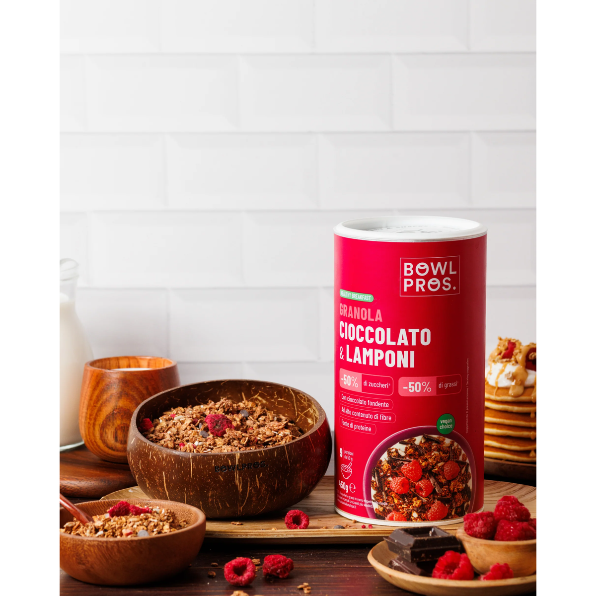 Granola Bowlpros Cioccolato Fondente & Lamponi 400 gr - Low Sugar