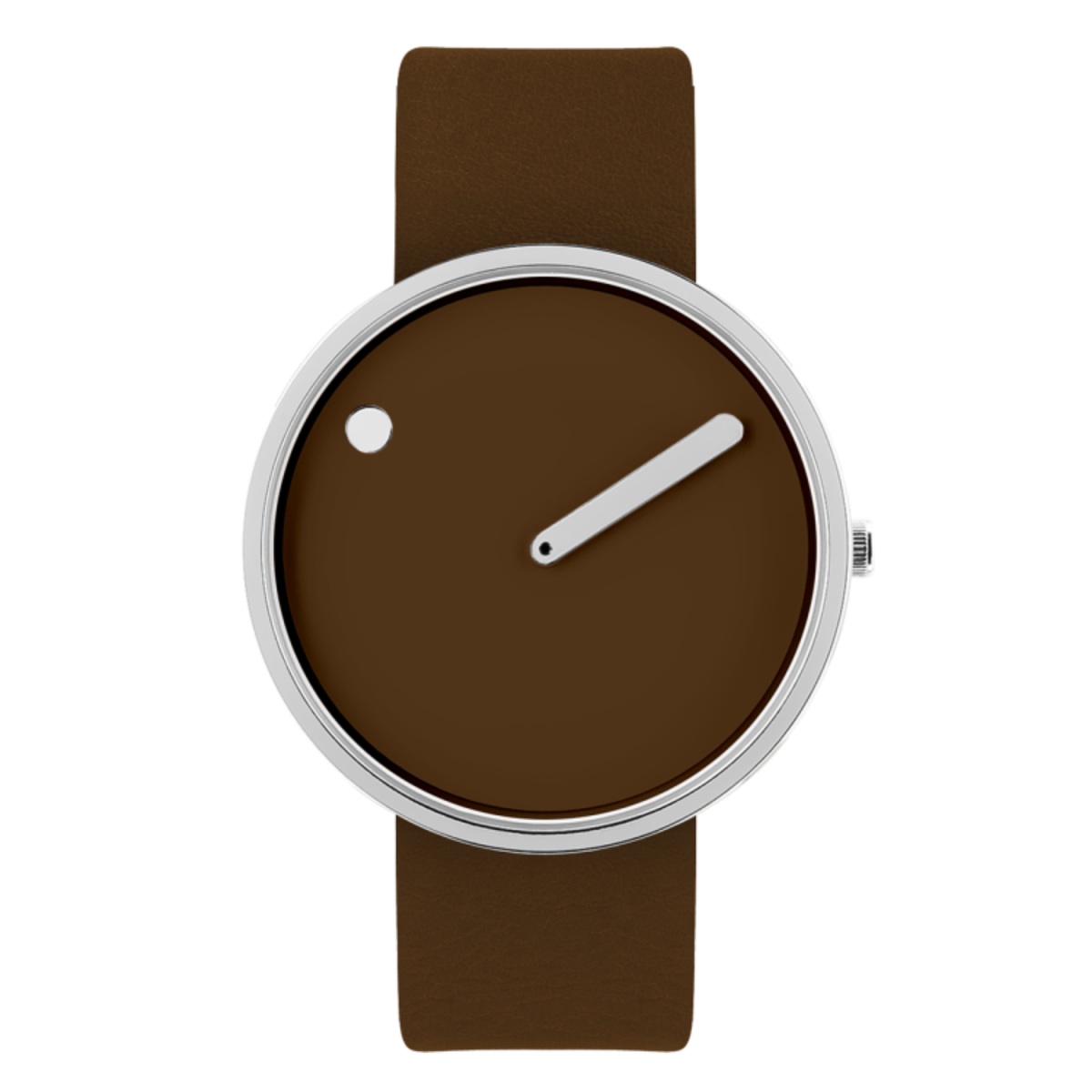 Orologio da polso PICTO con quadrante 40mm girevole e cinturino in pelle marrone cioccolato