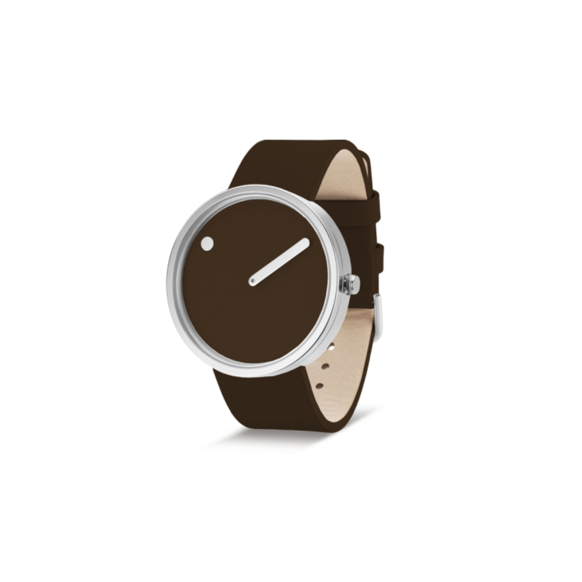 Orologio da polso PICTO con quadrante 40mm girevole e cinturino in pelle marrone cioccolato