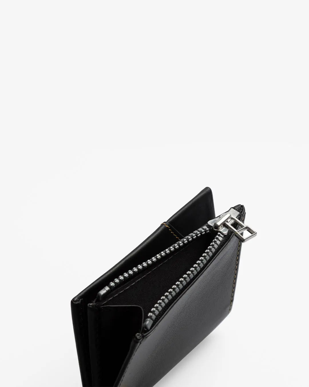 Portafoglio in Pelle Zip Coin Black