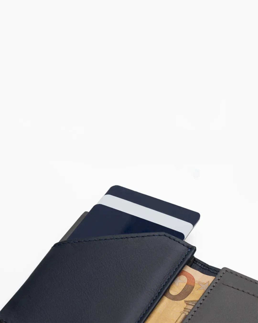 Portafoglio in Pelle Zip Coin Blue Stone