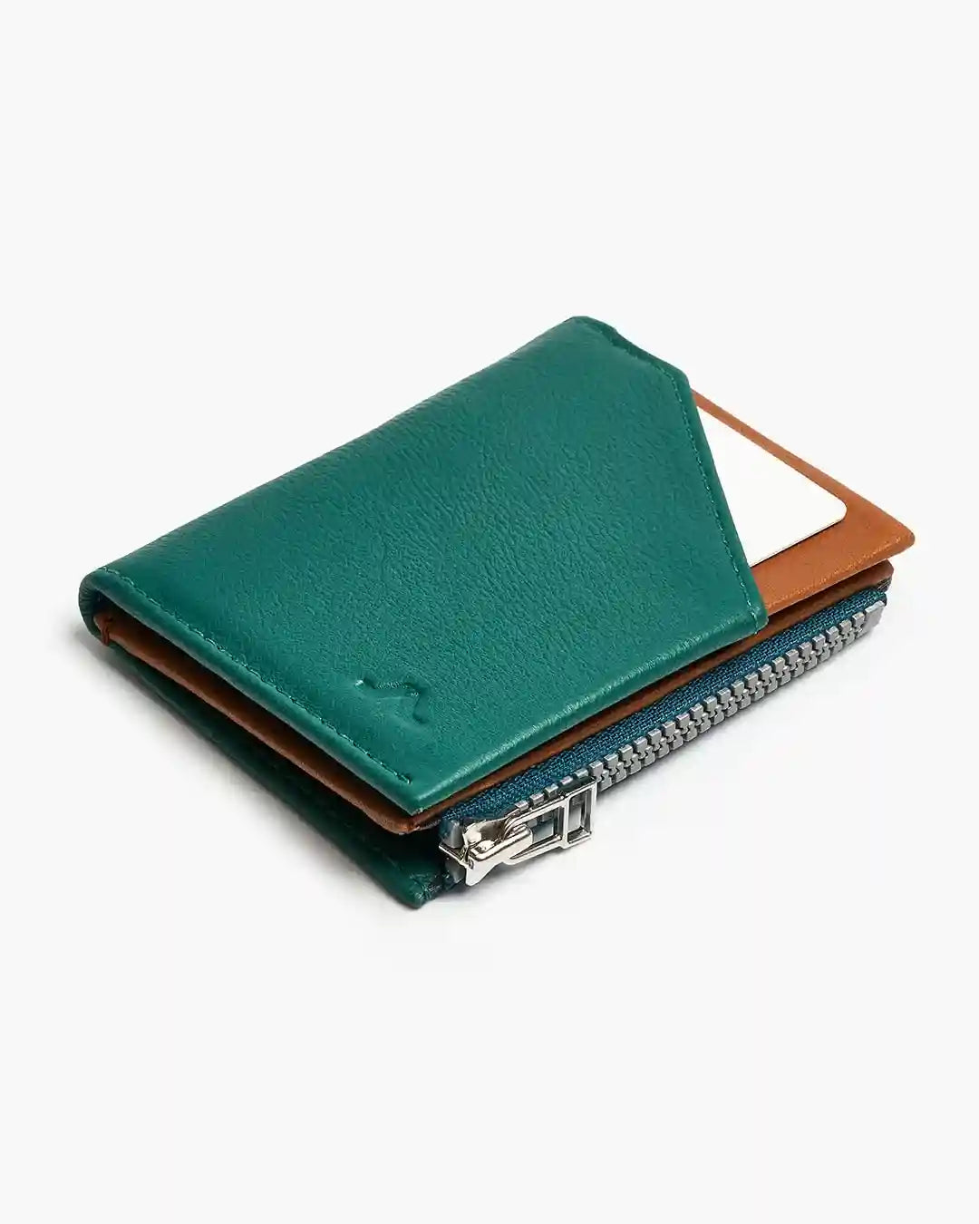 Portafoglio in Pelle Zip Coin Emerald