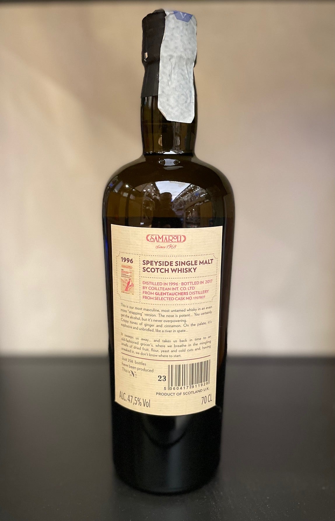 Scotch Whisky Samaroli 1996 speyside single malt - selected cask no.1707827