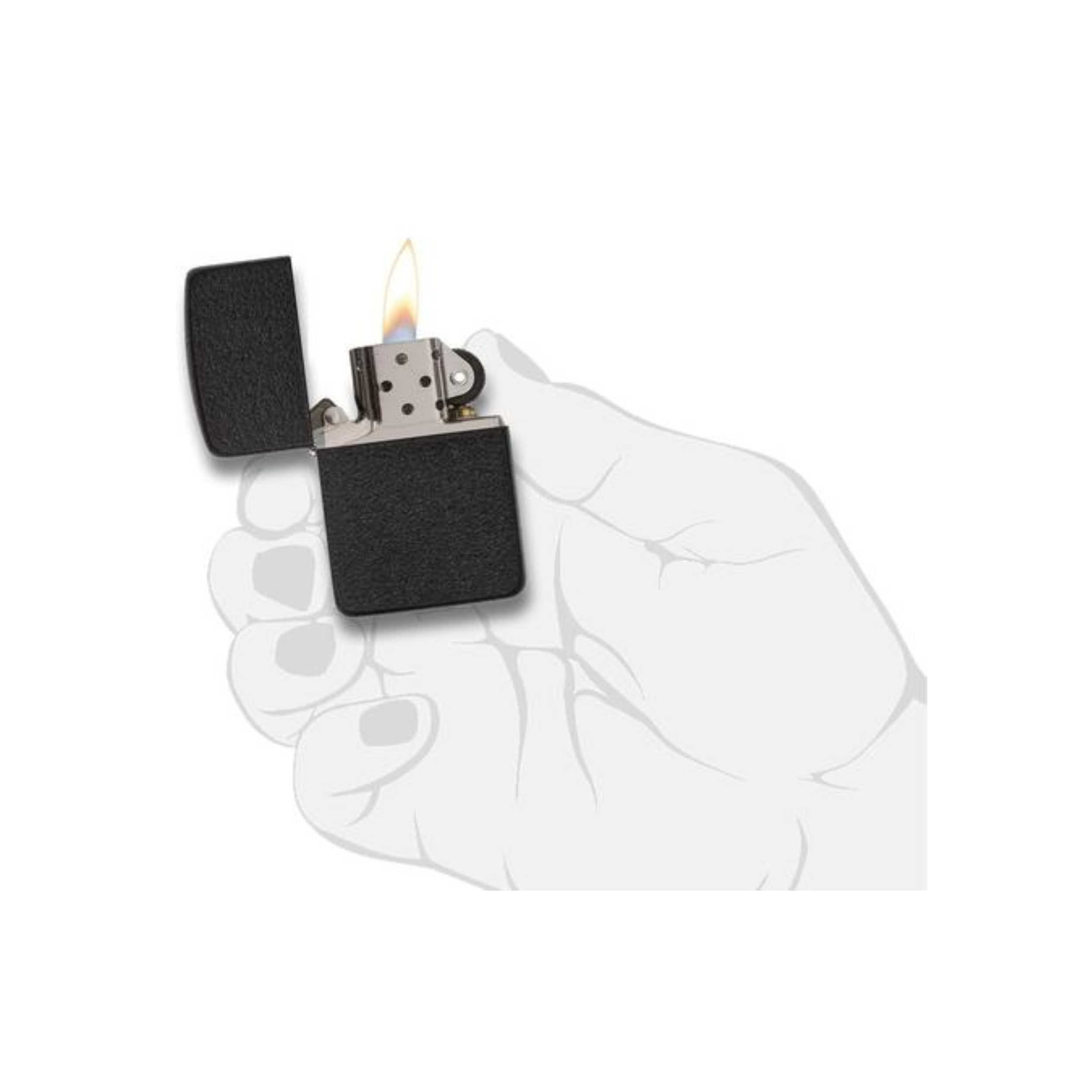 Accendino Zippo Black Crackle 1941 Replica in metallo a benzina - ricaricabile - antivento