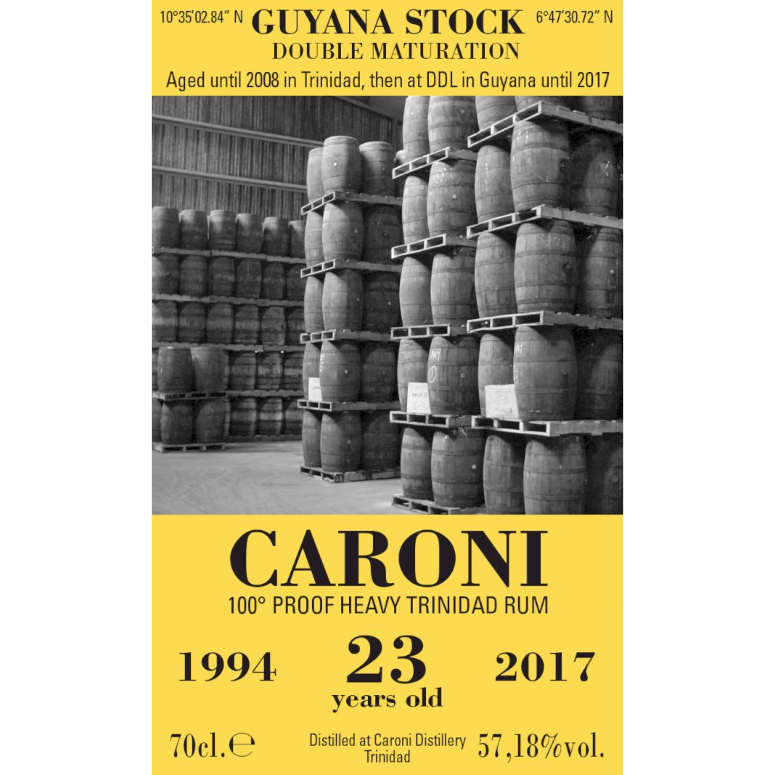 Rum Caroni 1994 heavy full proof trinidad rum 23 Y.O. guiana stock - 70 cl 57,18% vol