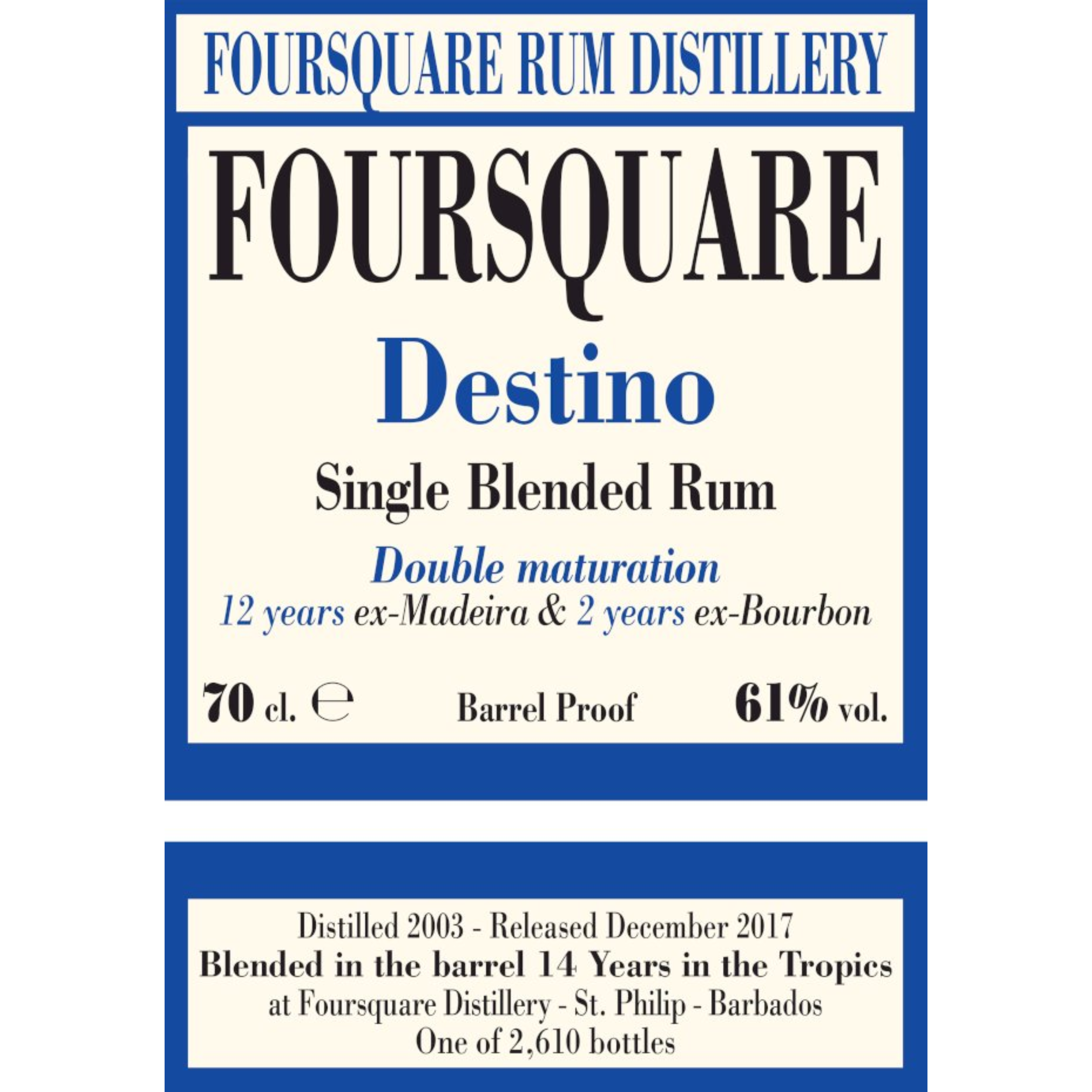 Rum Foursquare Destino 70 cl 61% vol