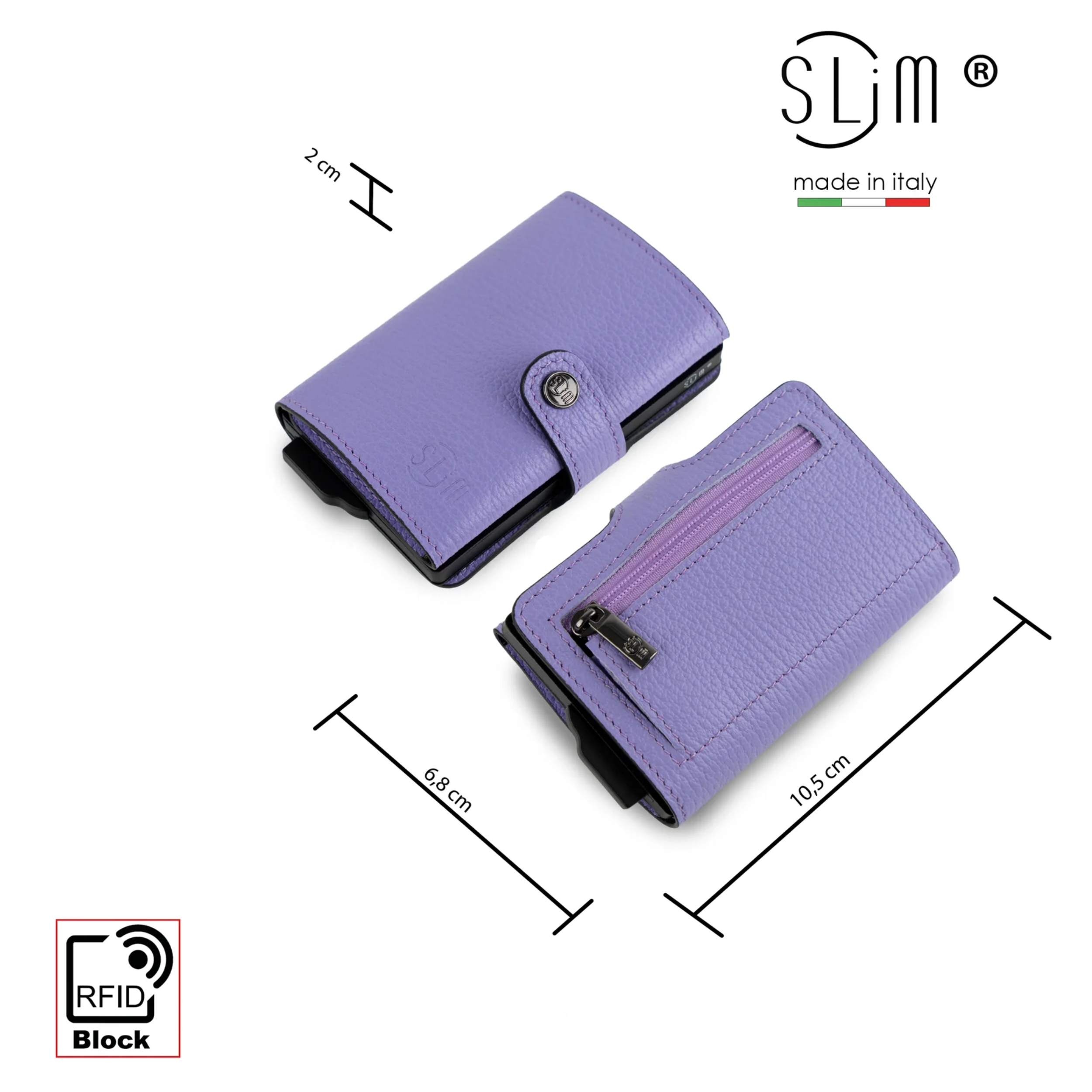 Porta Carte Vera Pelle Bottalato Lilla