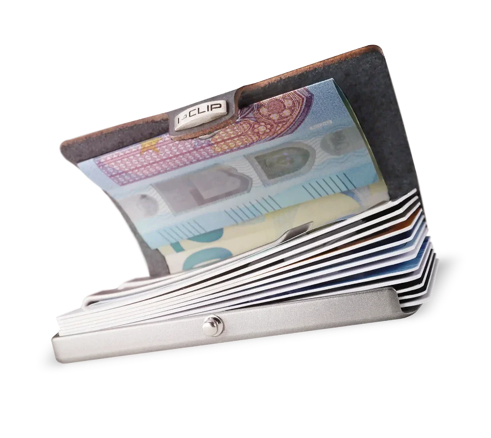 I-CLIP Original Pure Silver Pelle Martellata Noce