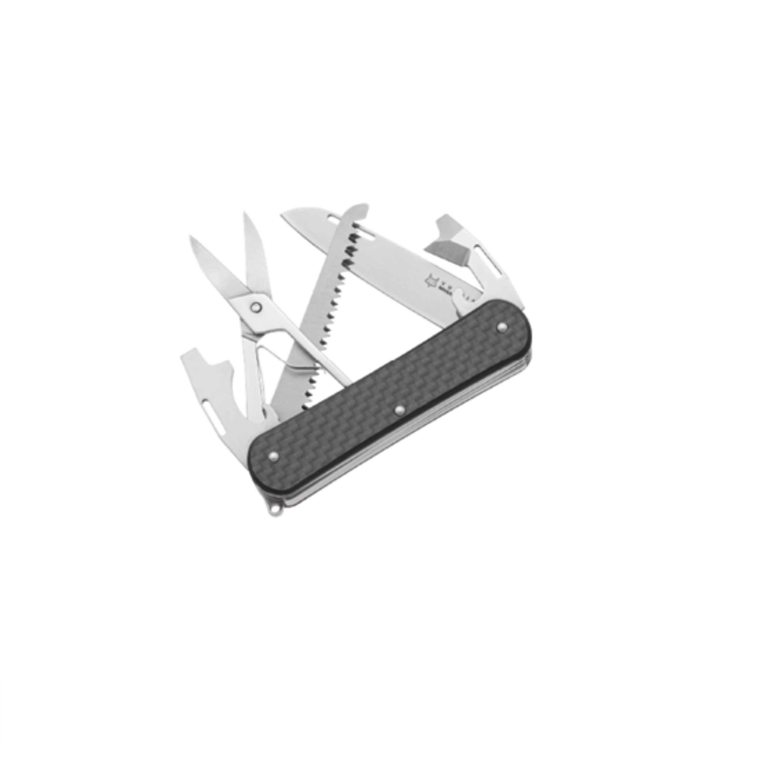 Coltellino multiuso professionale Venetialab, tascabile, 5 in 1 , con manico in fibra di carbonio 3K.