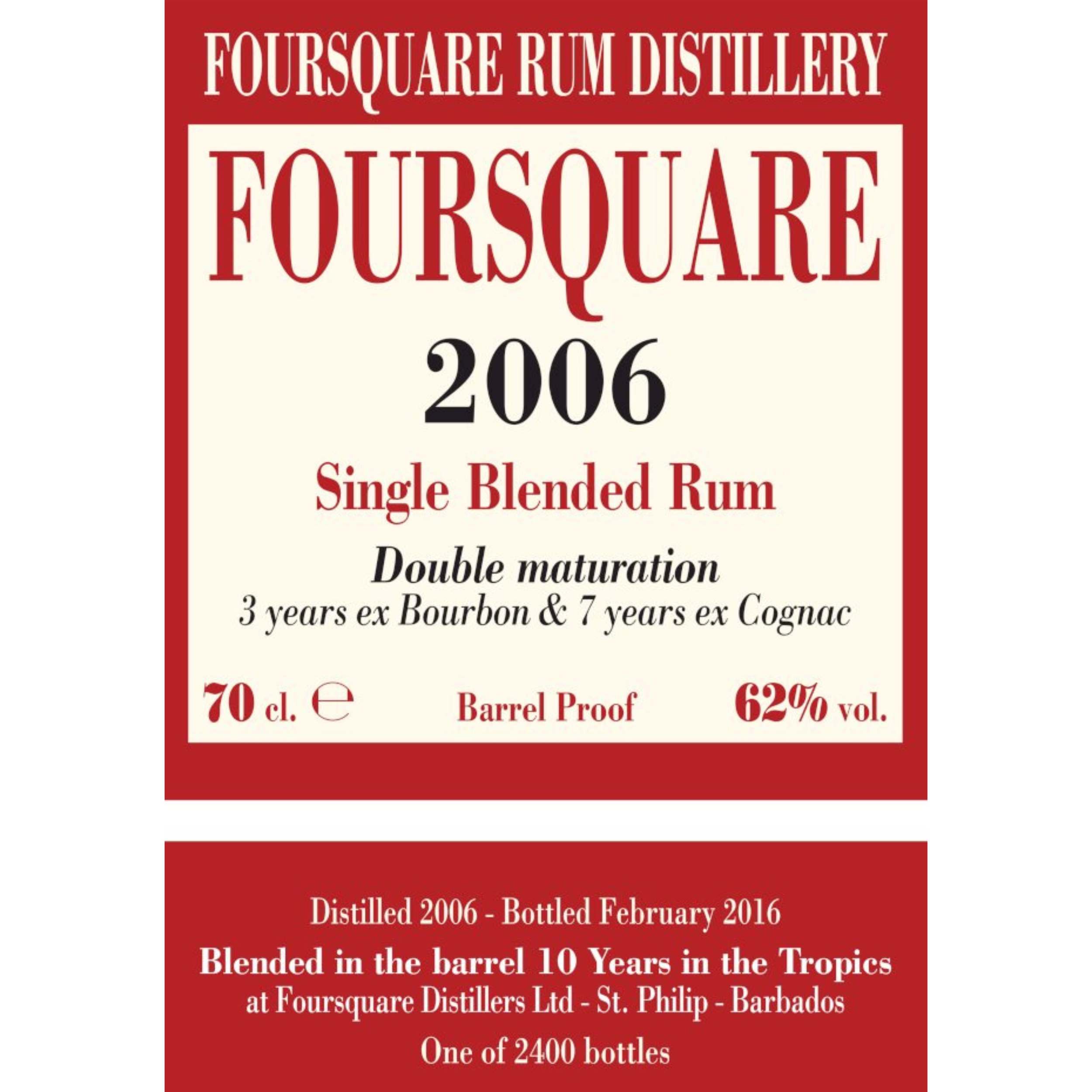 Rum Foursquare 2006 70 cl 62% vol