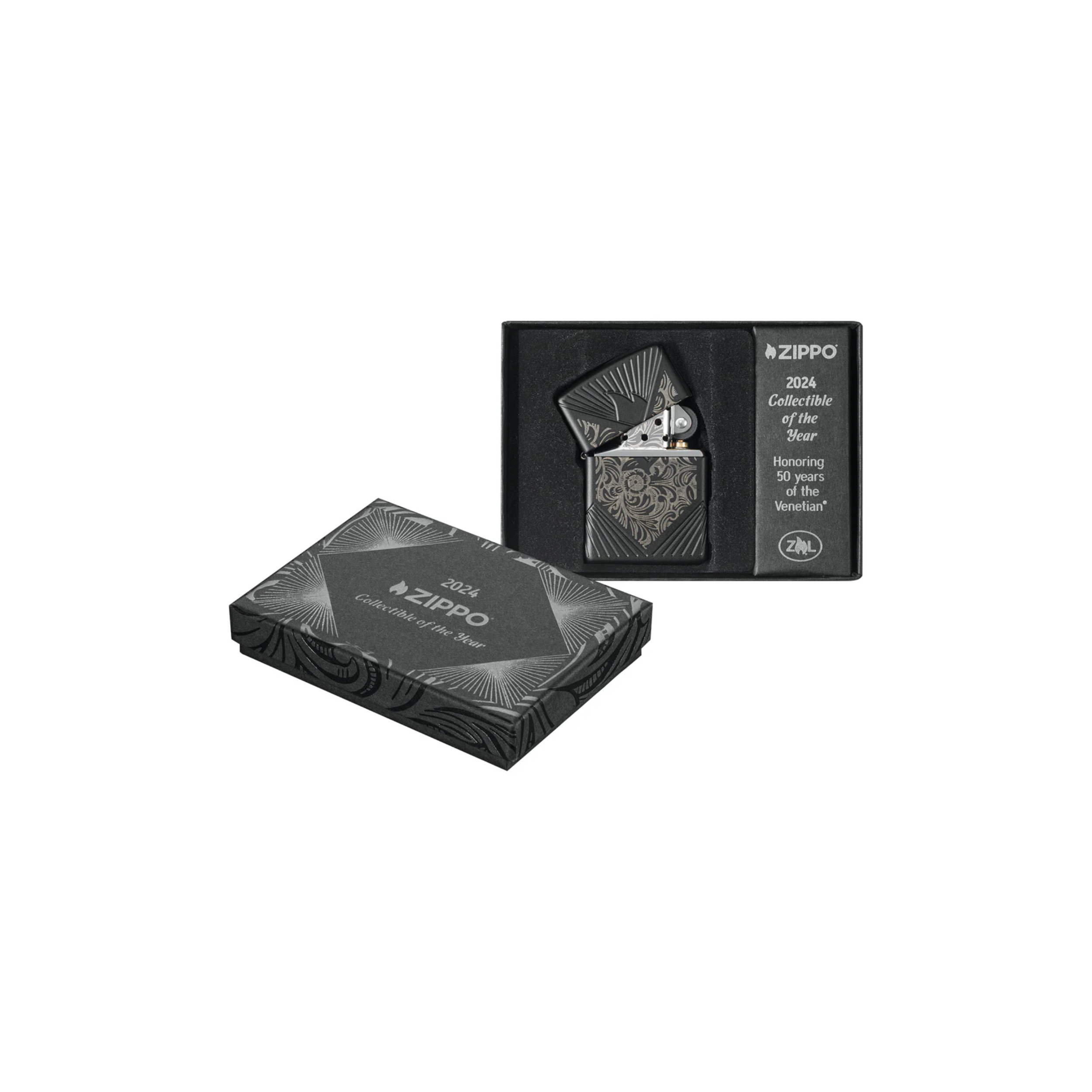 Accendino Zippo Collectible Of The Year 2024 Limited Edition a benzina - Black Matte - ricaricabile - antivento - decor