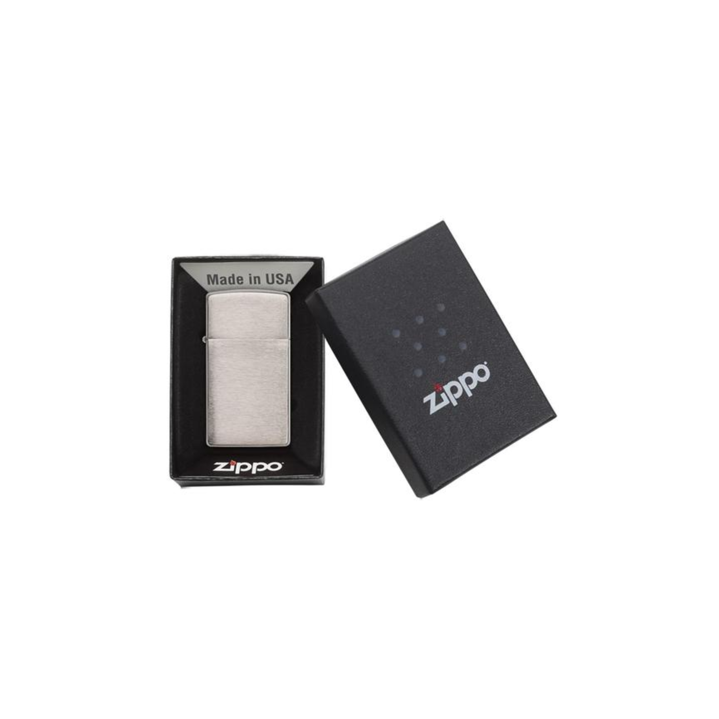 Accendino Zippo Brushed Chrome Slim in metallo a benzina - ricaricabile - antivento