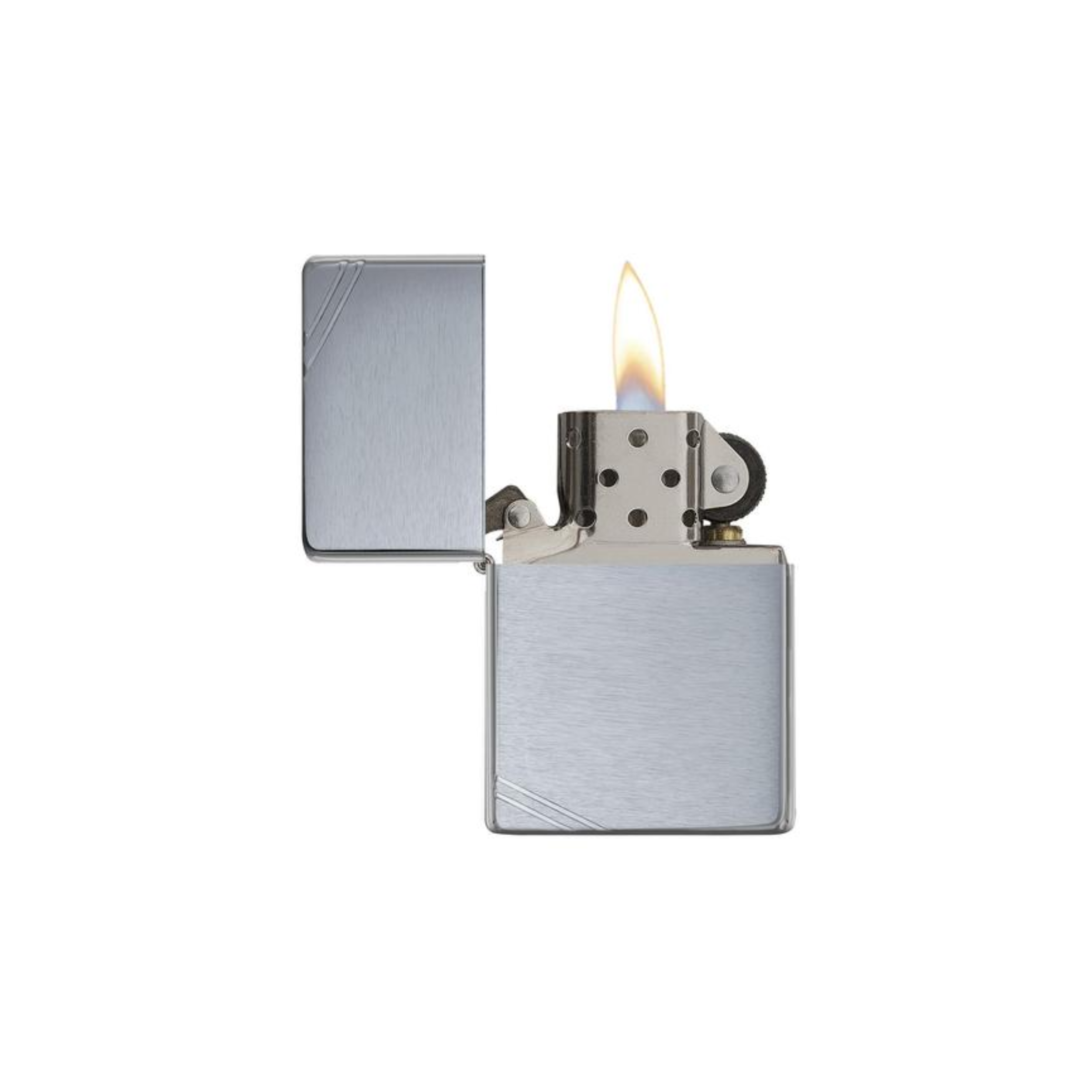 Accendino Zippo Brushed Chrome Vintage with Slashes in metallo a benzina - ricaricabile - antivento - vintage