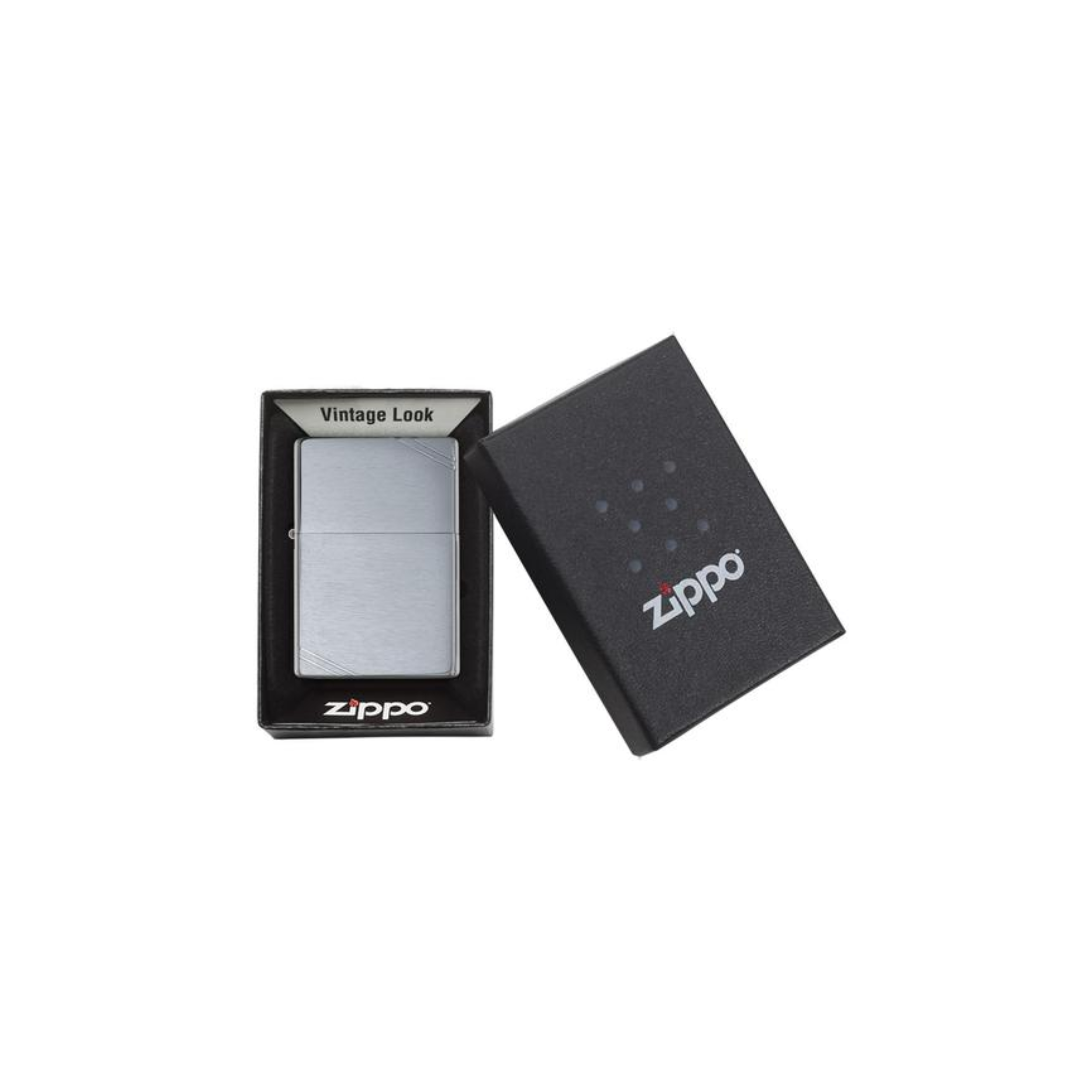 Accendino Zippo Brushed Chrome Vintage with Slashes in metallo a benzina - ricaricabile - antivento - vintage