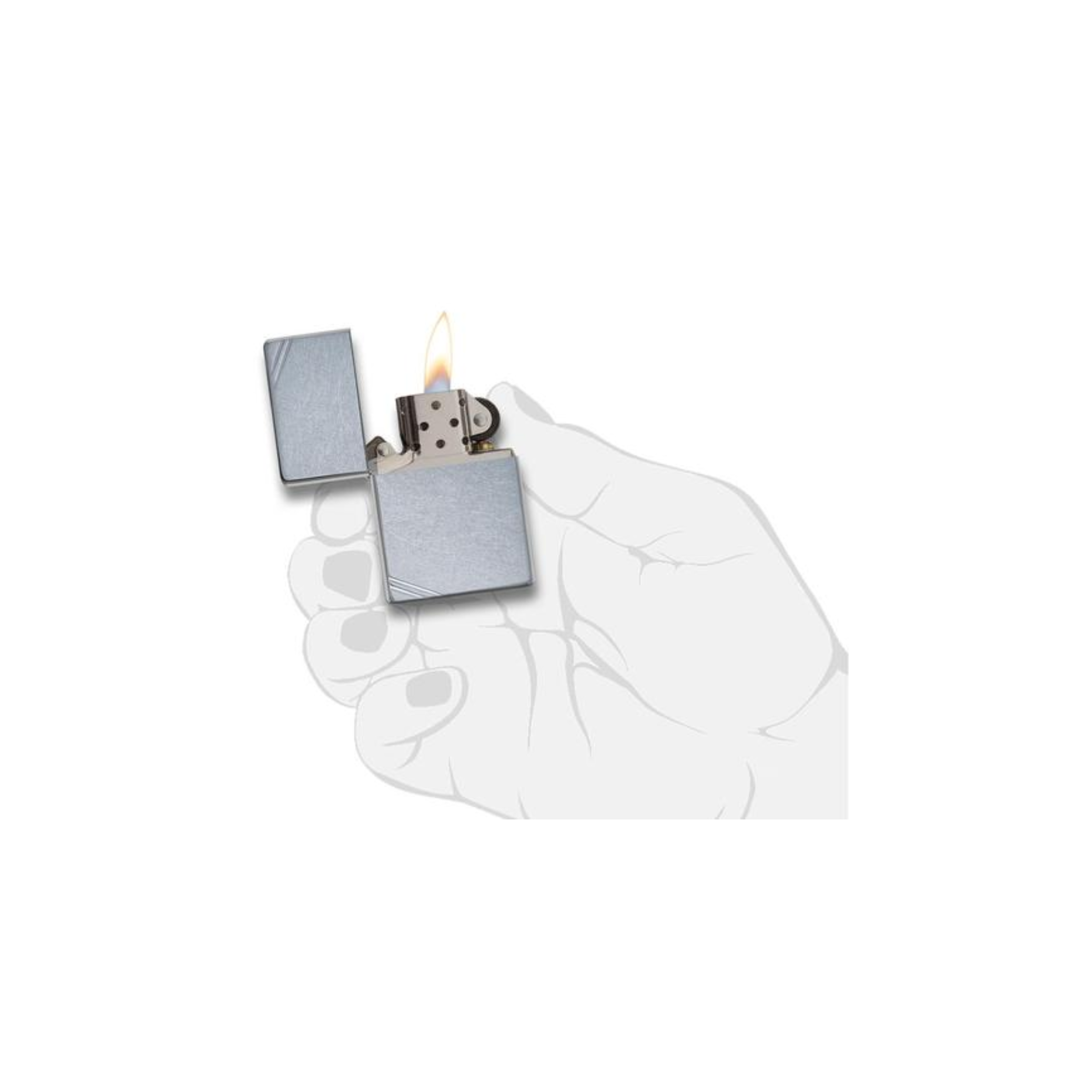 Accendino Zippo Street Chrome™ in metallo a benzina - ricaricabile - antivento