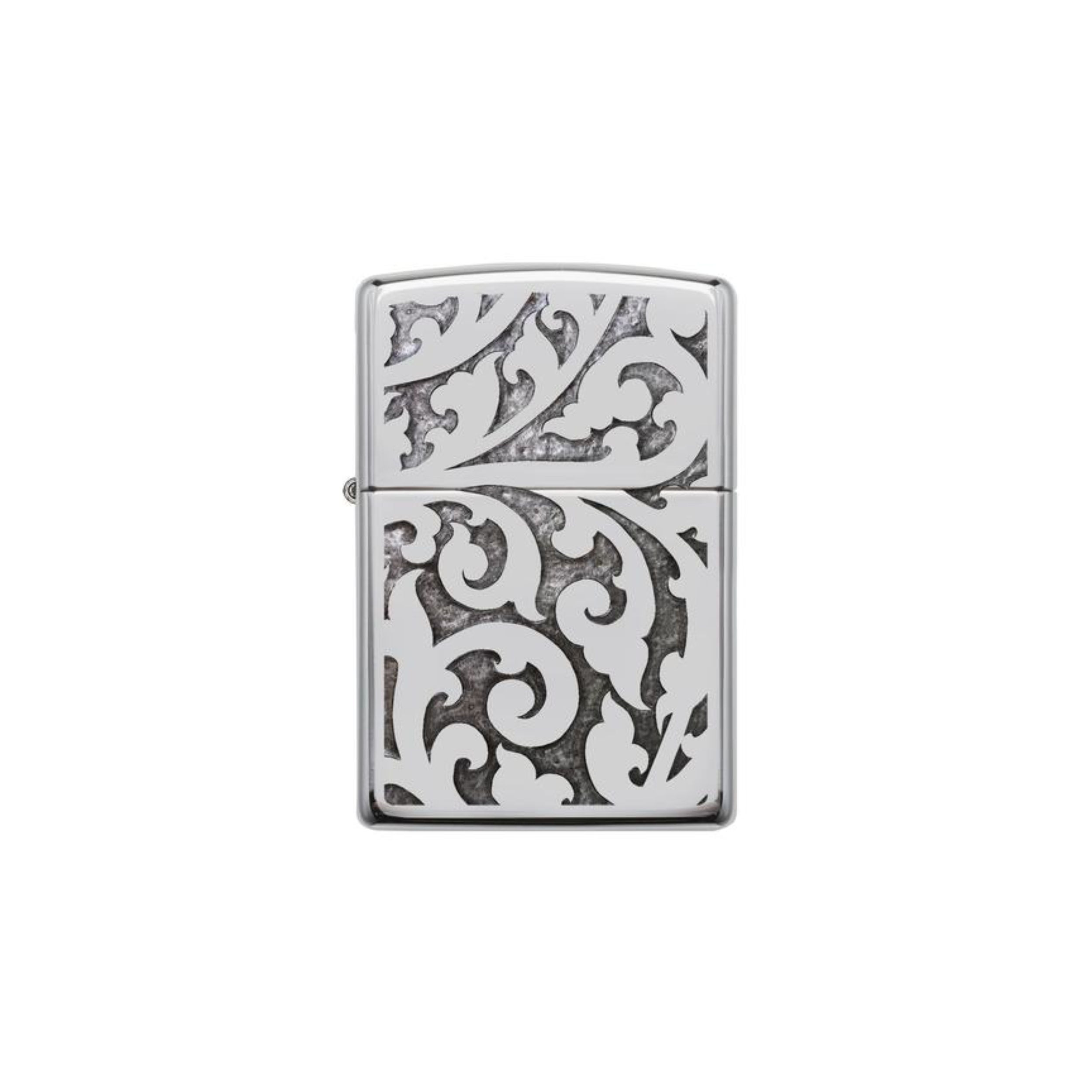 Accendino Zippo High Polish Chrome in metallo a benzina - ricaricabile - antivento -  floreale