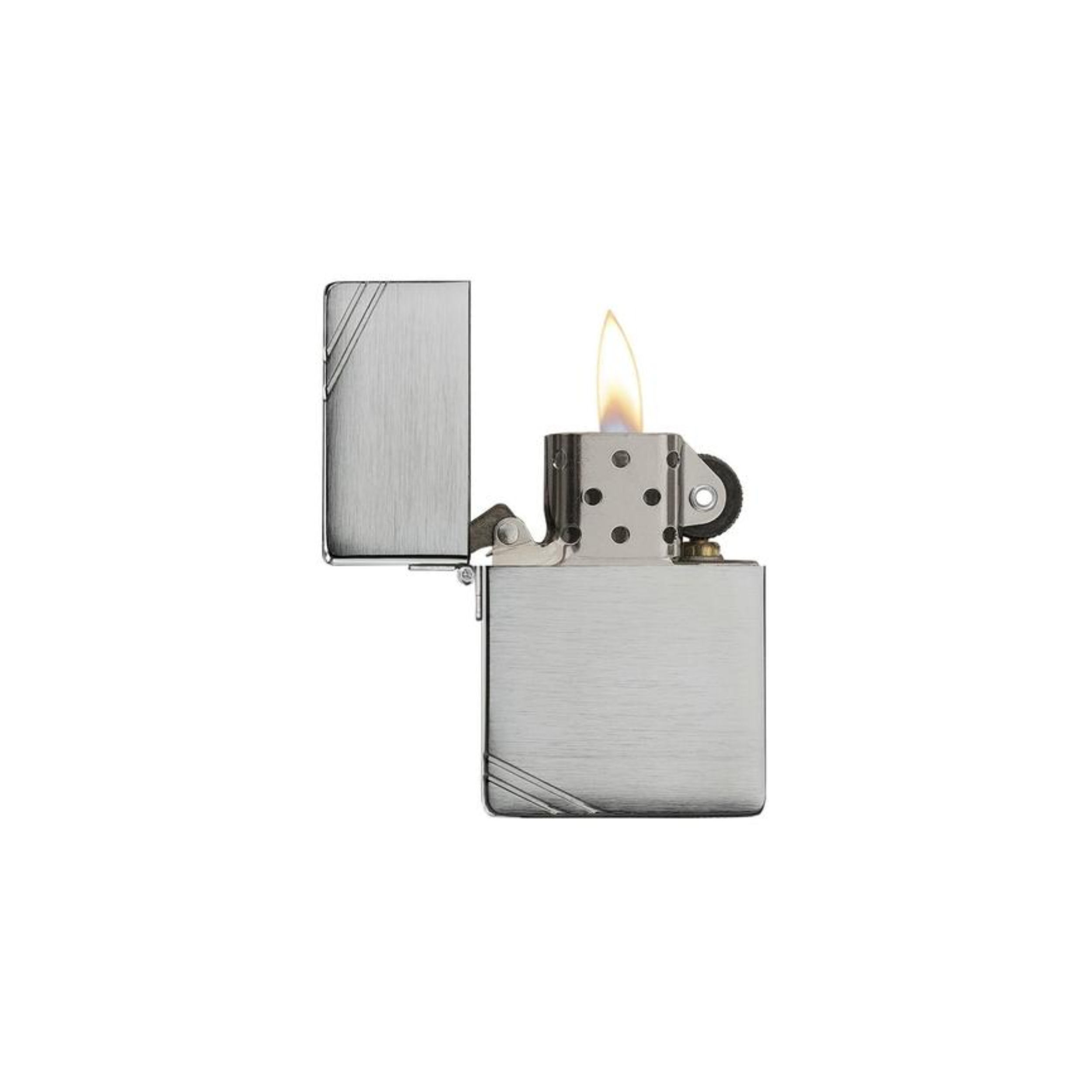 Accendino Zippo brushed chrome con cassa 1935 Replica in metallo a benzina - ricaricabile - cerniera esterna