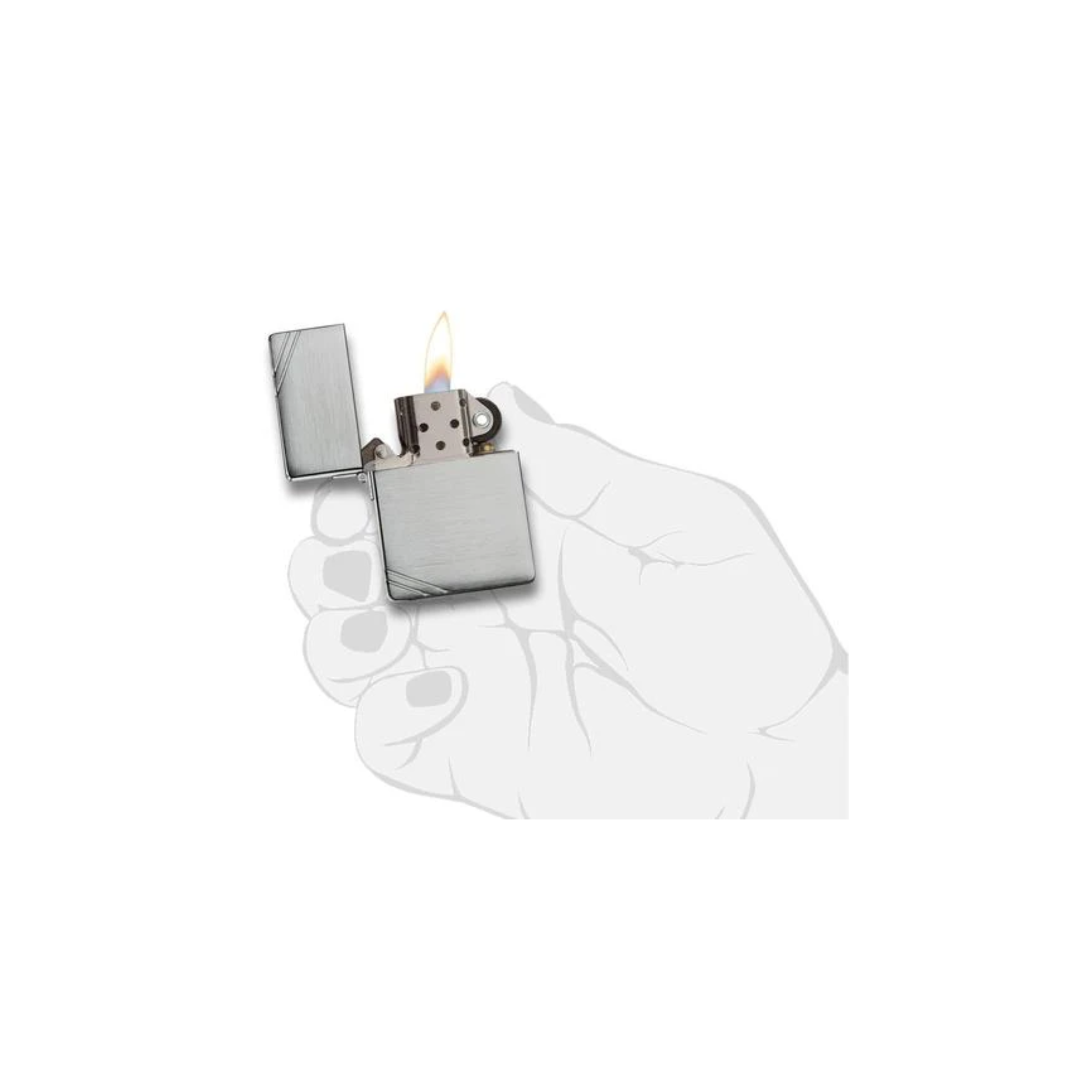 Accendino Zippo brushed chrome con cassa 1935 Replica in metallo a benzina - ricaricabile - cerniera esterna