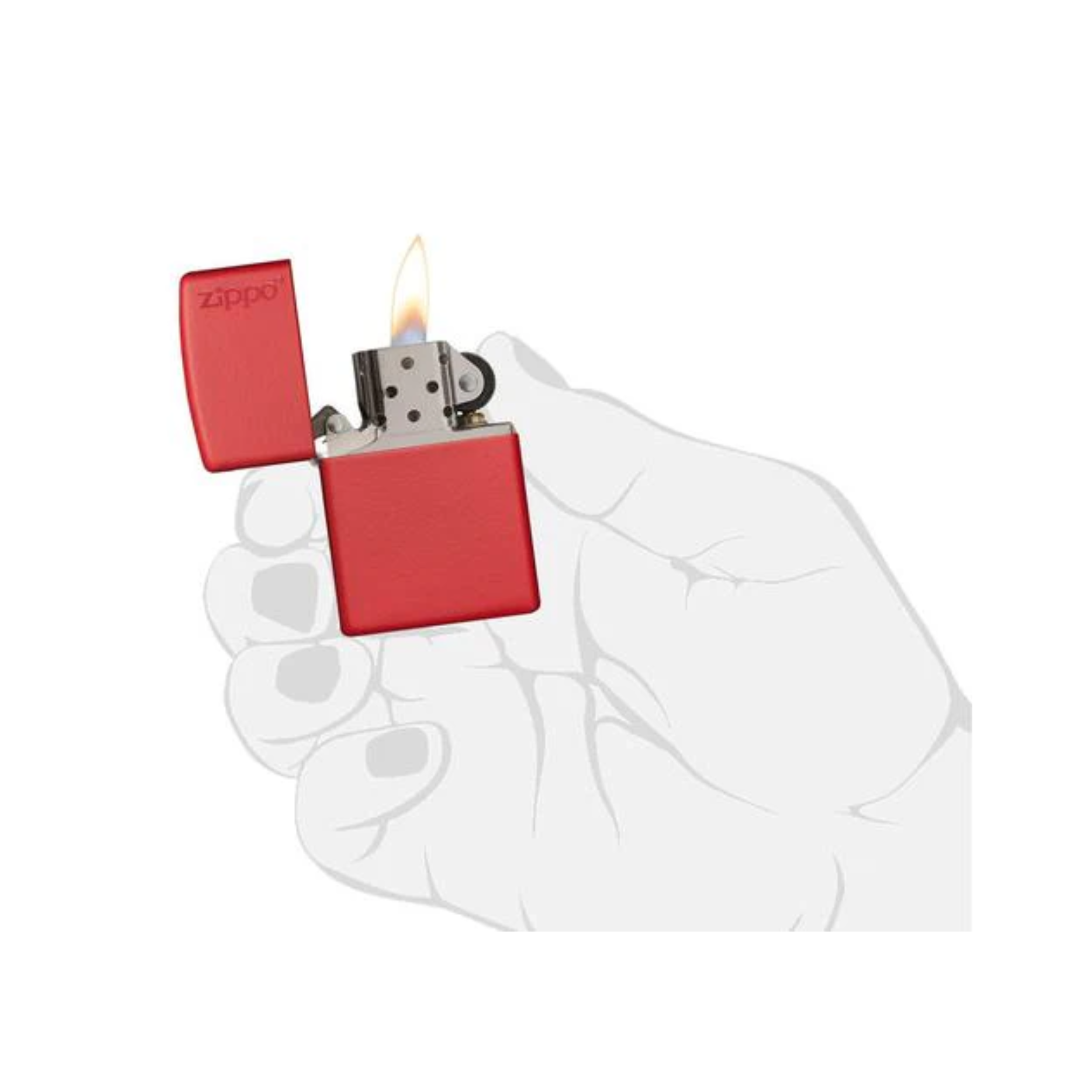 Accendino Zippo Classic  Matte adornato con Logo Zippo in metallo  a benzina - ricaricabile - antivento
