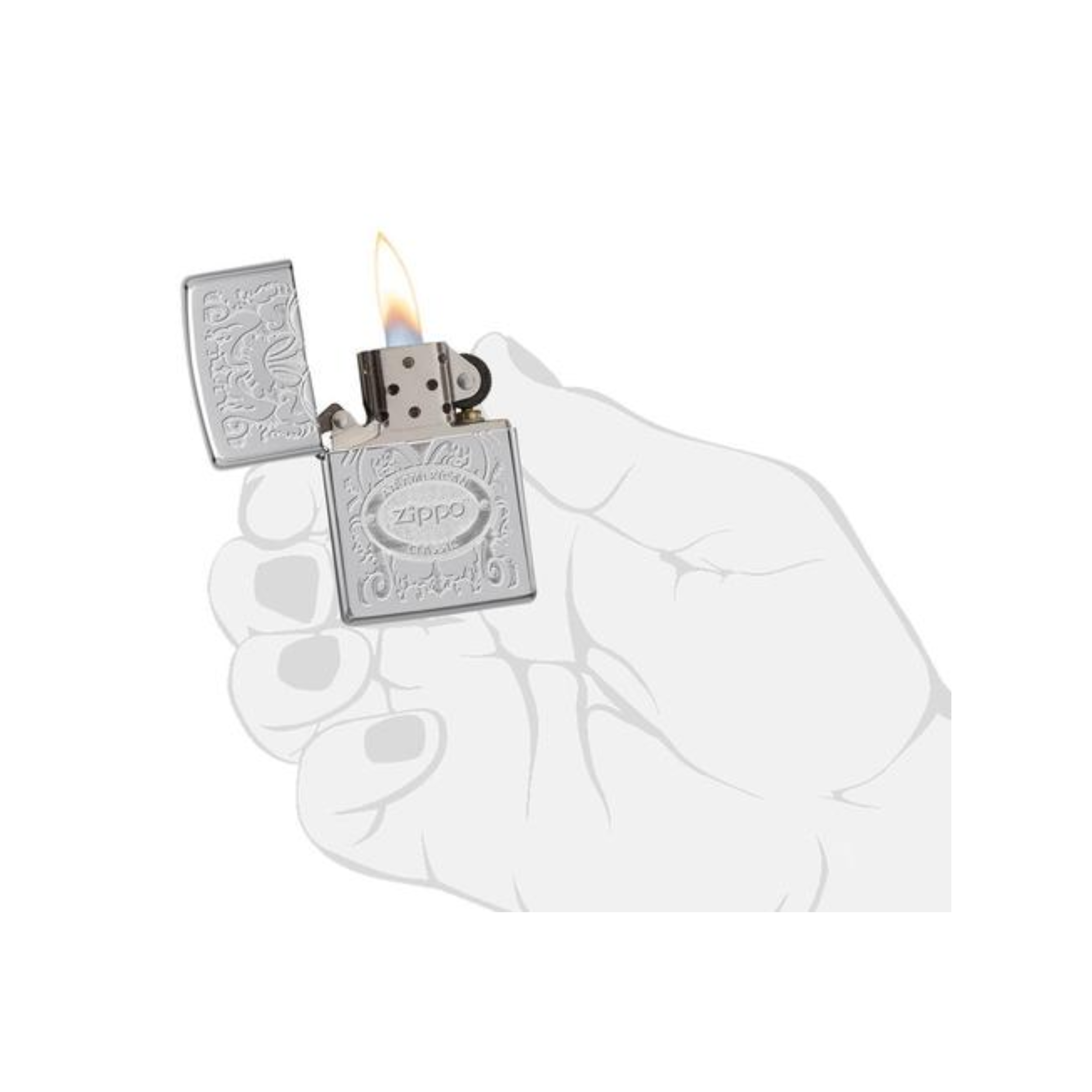 Accendino Zippo Crown Stamp™ in metallo a benzina - ricaricabile - antivento