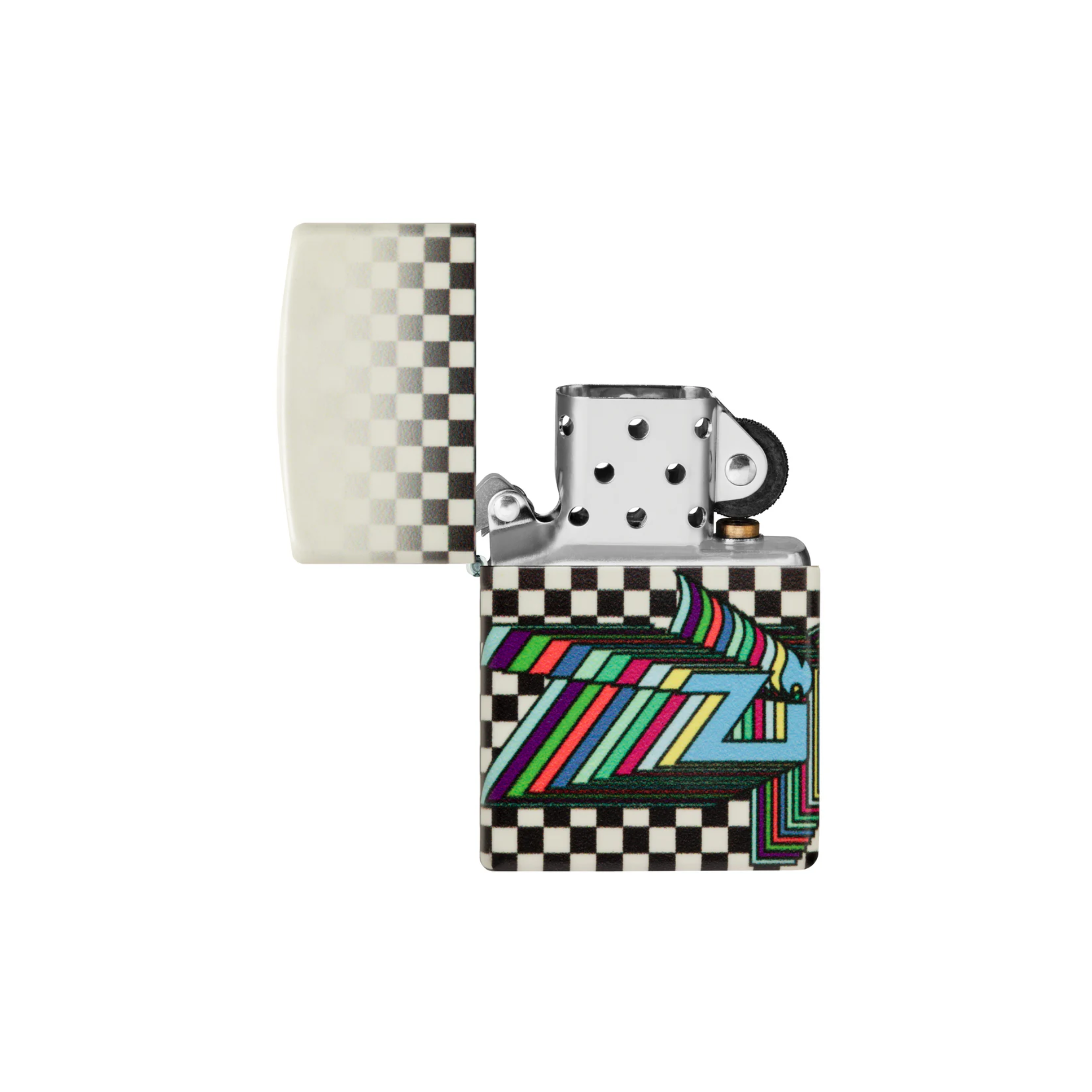 Accendino Zippo Nostalgia multicolore in metallo a benzina - ricaricabile - antivento - sfondo geometrico