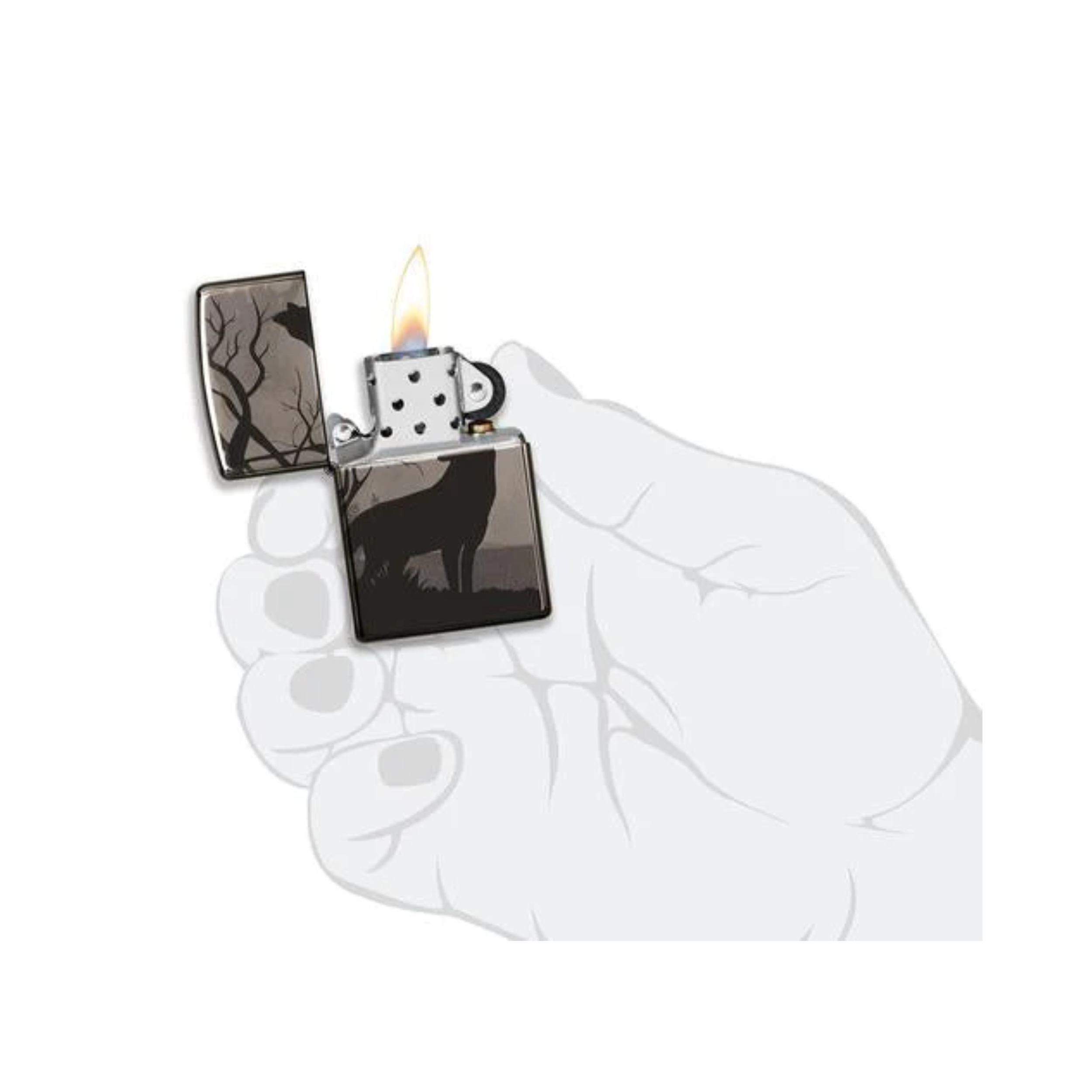 Accendino Zippo Wolves Design in metallo a benzina - ricaricabile - antivento - lupi