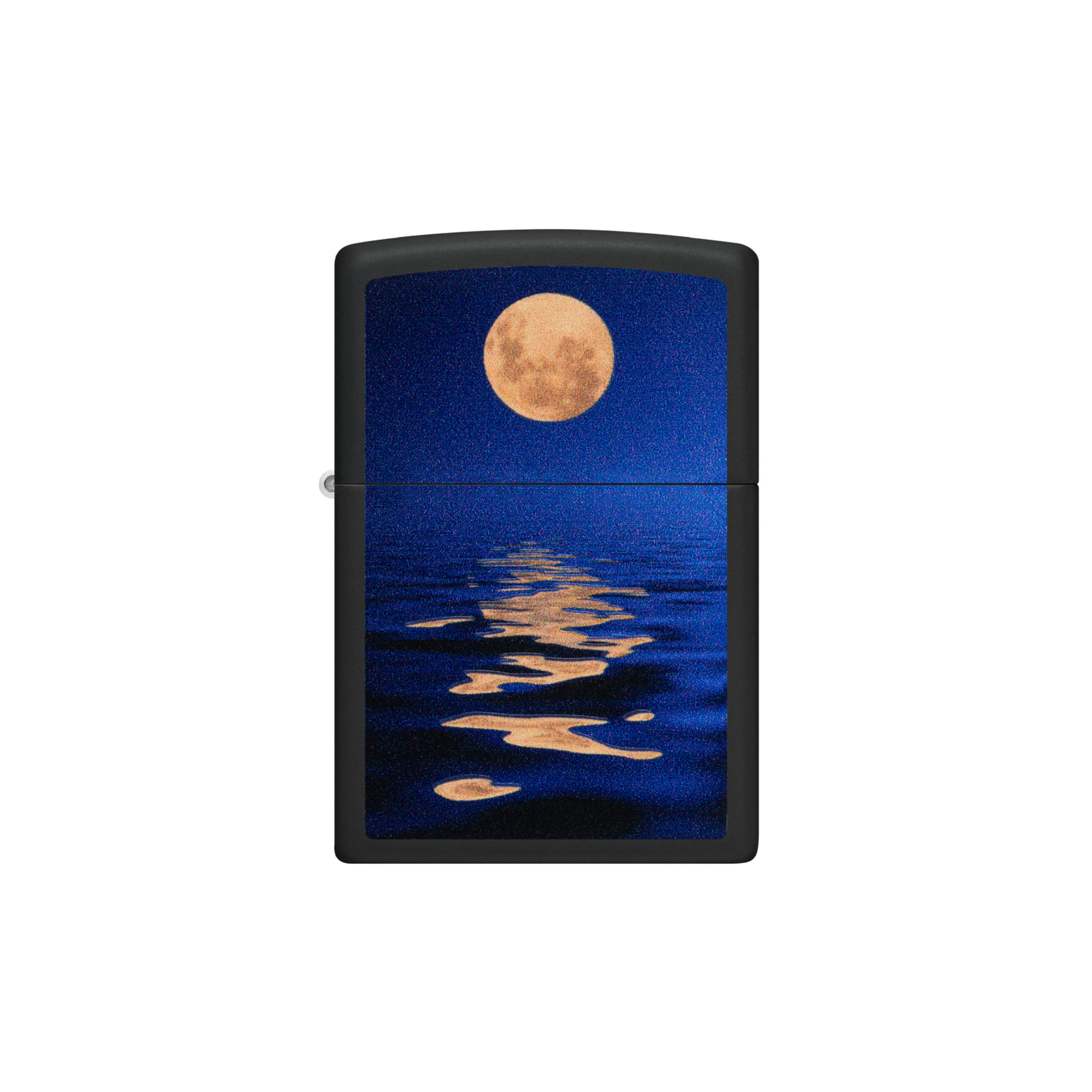 Accendino Zippo Full Moon in metallo a benzina - ricaricabile - antivento - acque al chiaro di luna